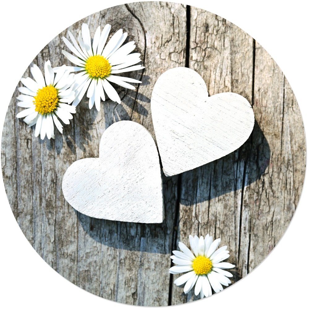 matches21 HOME & HOBBY Platzset Abwaschbare Tischsets 4er Set Gänseblümchen Blumen rund, (4-St), Platzsets als Tisch-Untersetzer und Tisch-Deko für Esstisch Teller