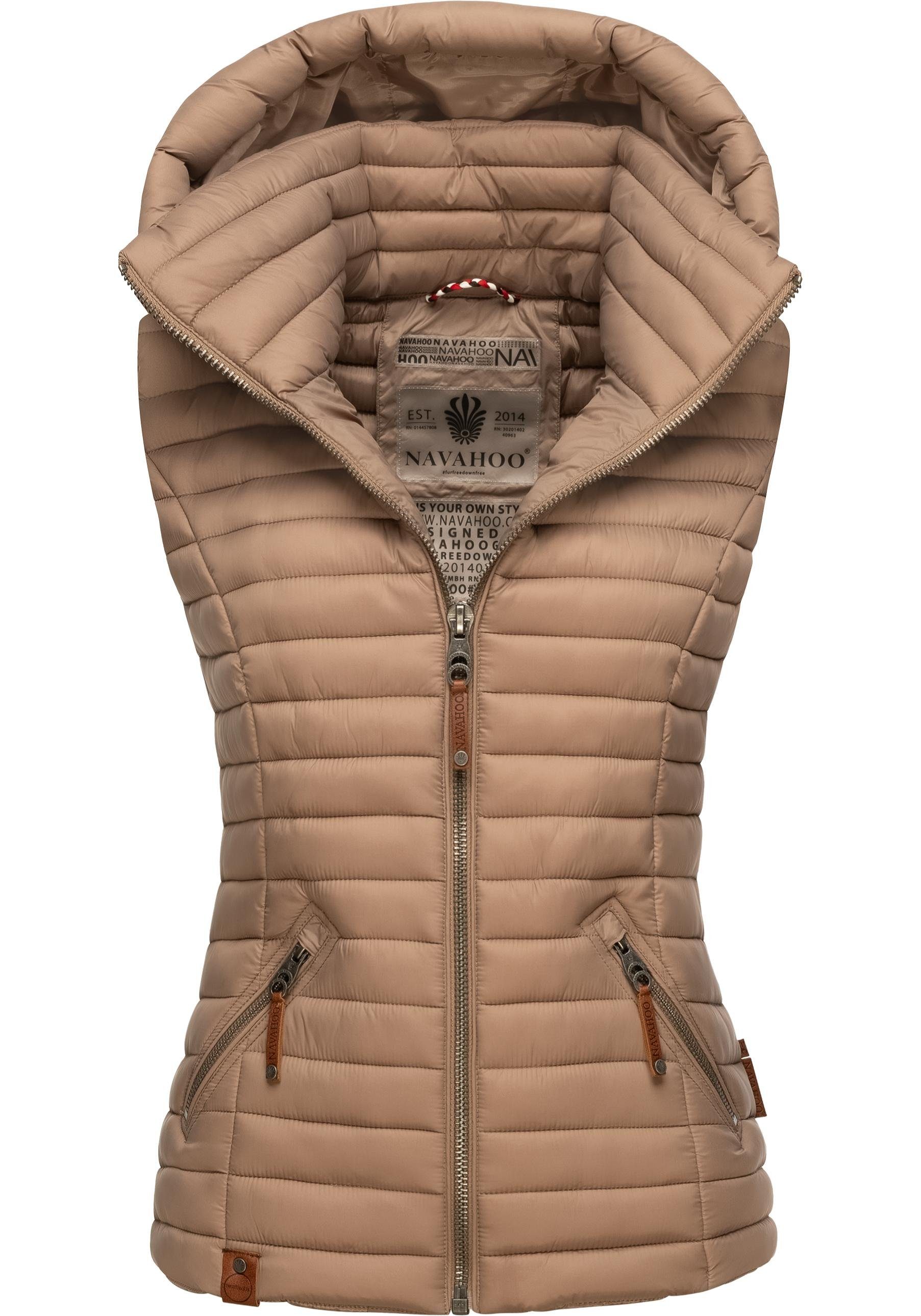 Navahoo Steppweste Shadaa stylische ärmellose Damen Weste mit Kapuze