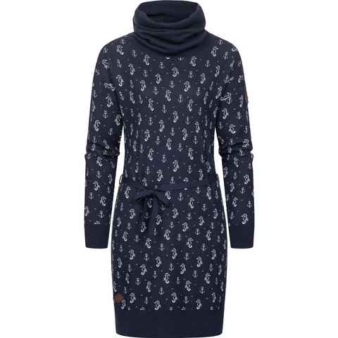 Ragwear Sweatkleid Babett Dress Marina verspieltes Winterkleid mit Rollkragen und Muster