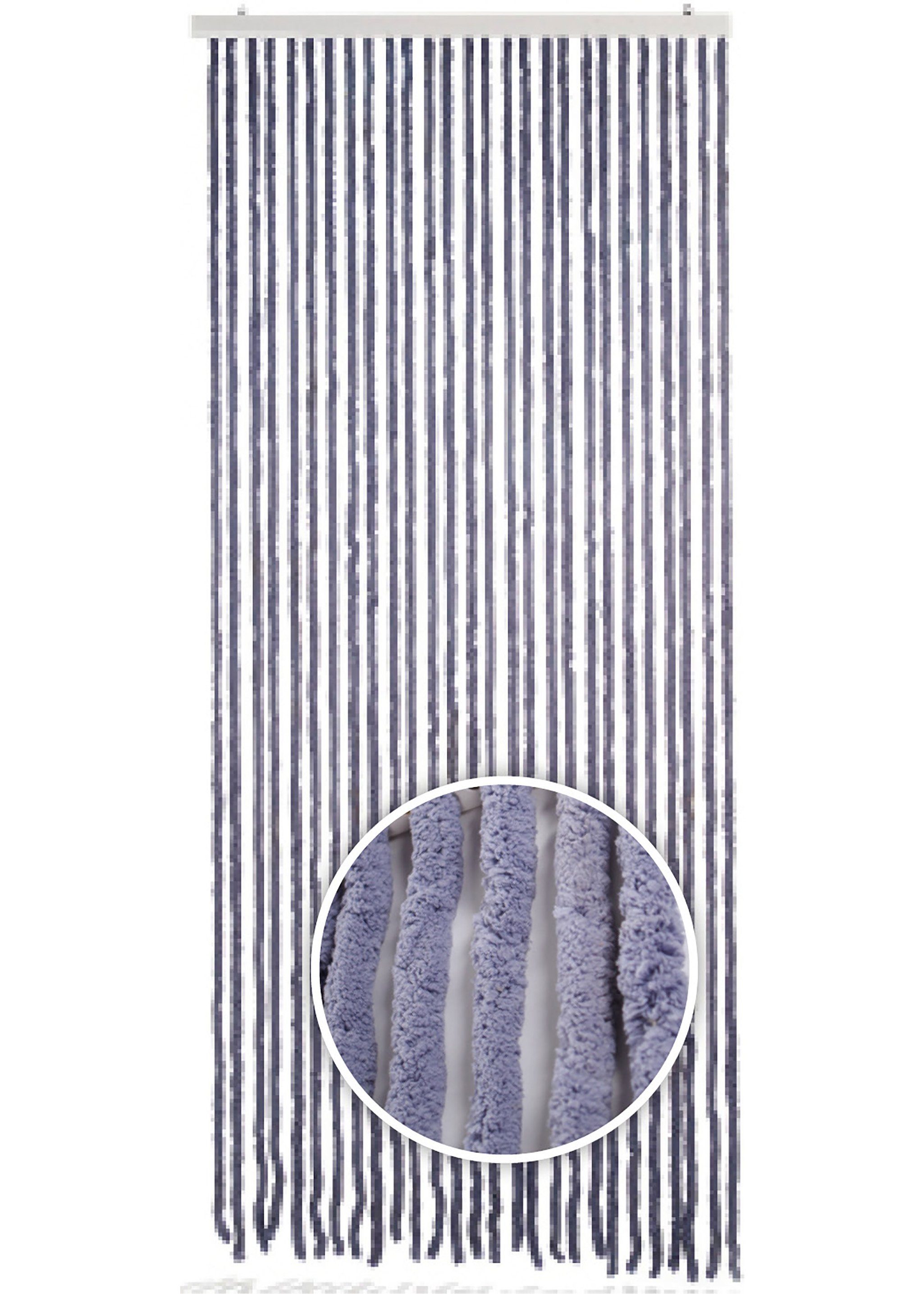 Türvorhang Türvorhang Seilvorhang CHENILLE GRAU - 27 Stränge, Kobolo, Ösen (1 St), transparent