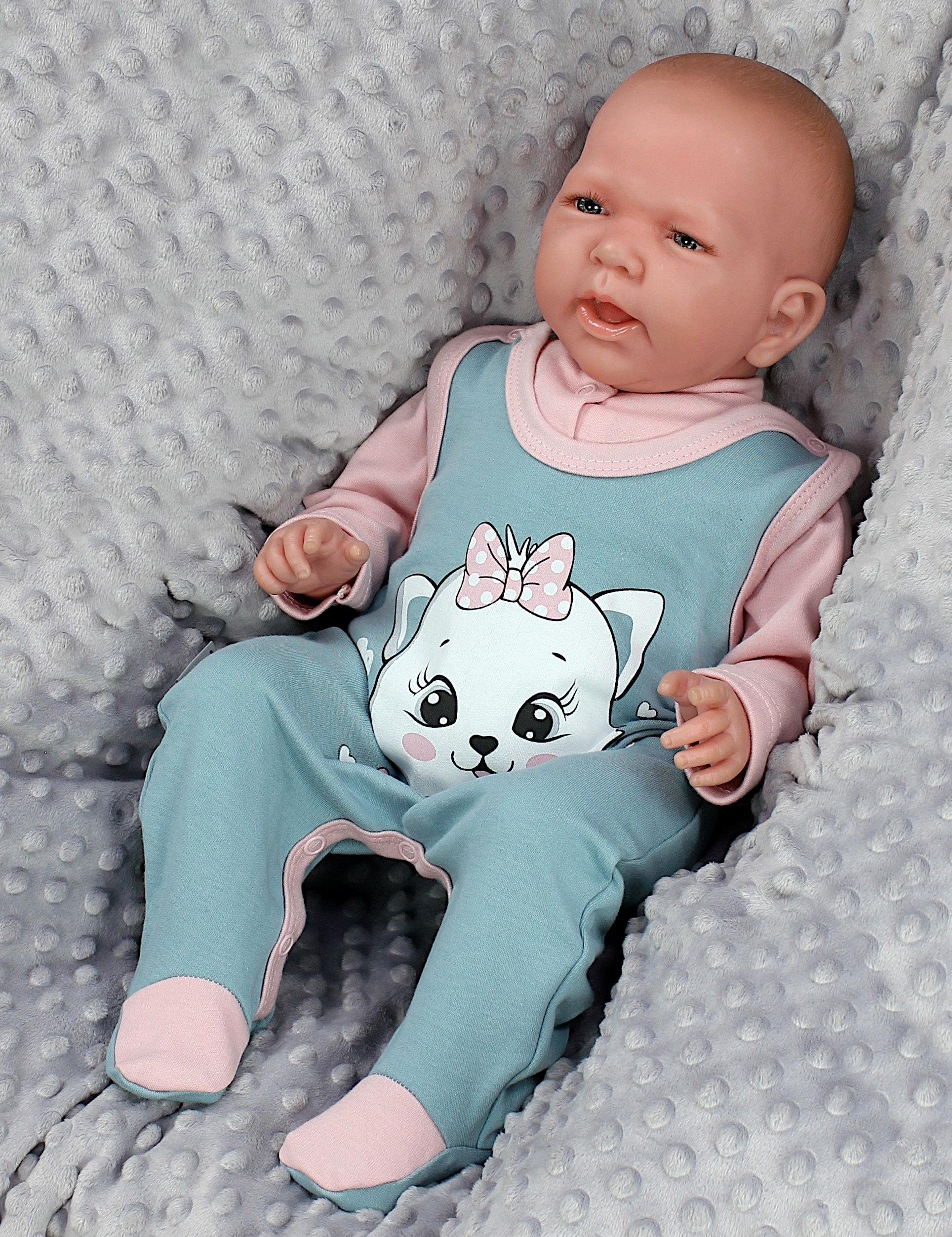 mit Mädchen Langarmshirt TupTam Weißes / Rosa Kätzchen Aufdruck Spruch TupTam Baby Strampler Jungen Strampler Mint