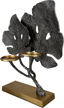 GILDE Kerzenleuchter Leaf (1 St), Kerzenhalter aus Aluminium, 2-flammig
