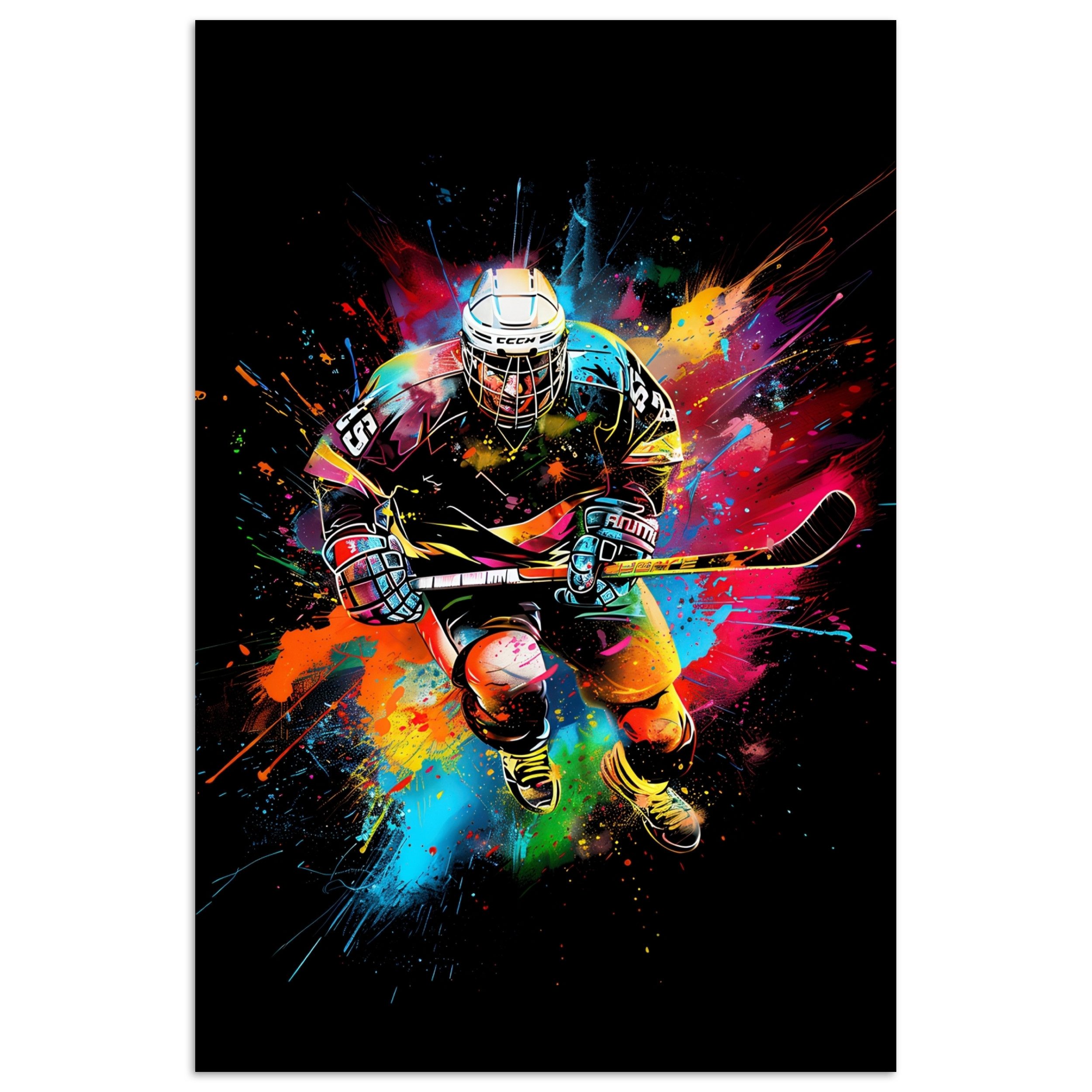 MuchoWow Poster Graffiti - Sport - Eishockey - Eishockey, (1 St), Poster ohne Rahmen, Wandbild, Wandposter, 20x30 cm