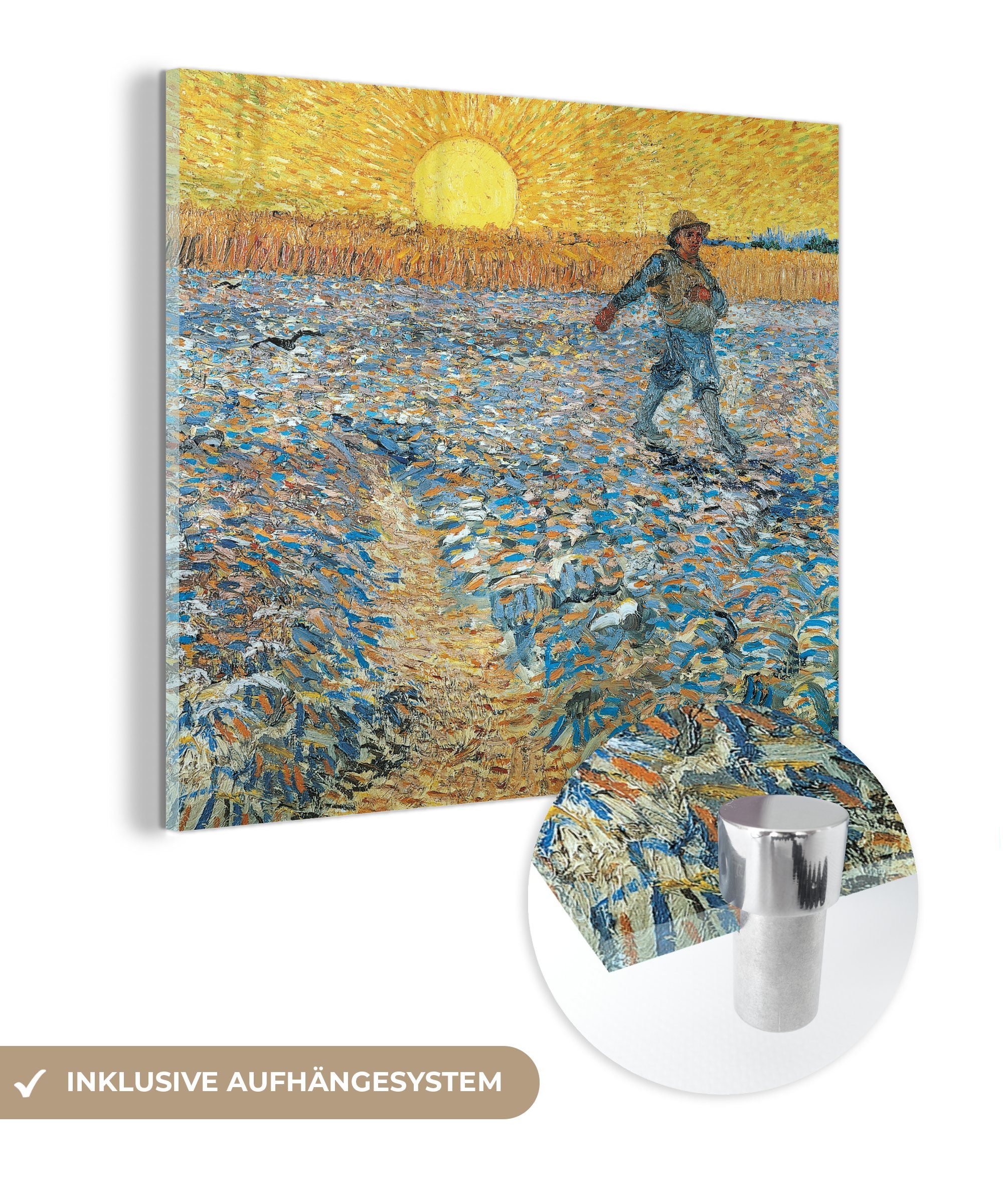 MuchoWow Acrylglasbild Der Sämann - Gemälde von Vincent van Gogh, (1 St), Glasbilder - Bilder auf Glas Wandbild - Foto auf Glas - Wanddekoration