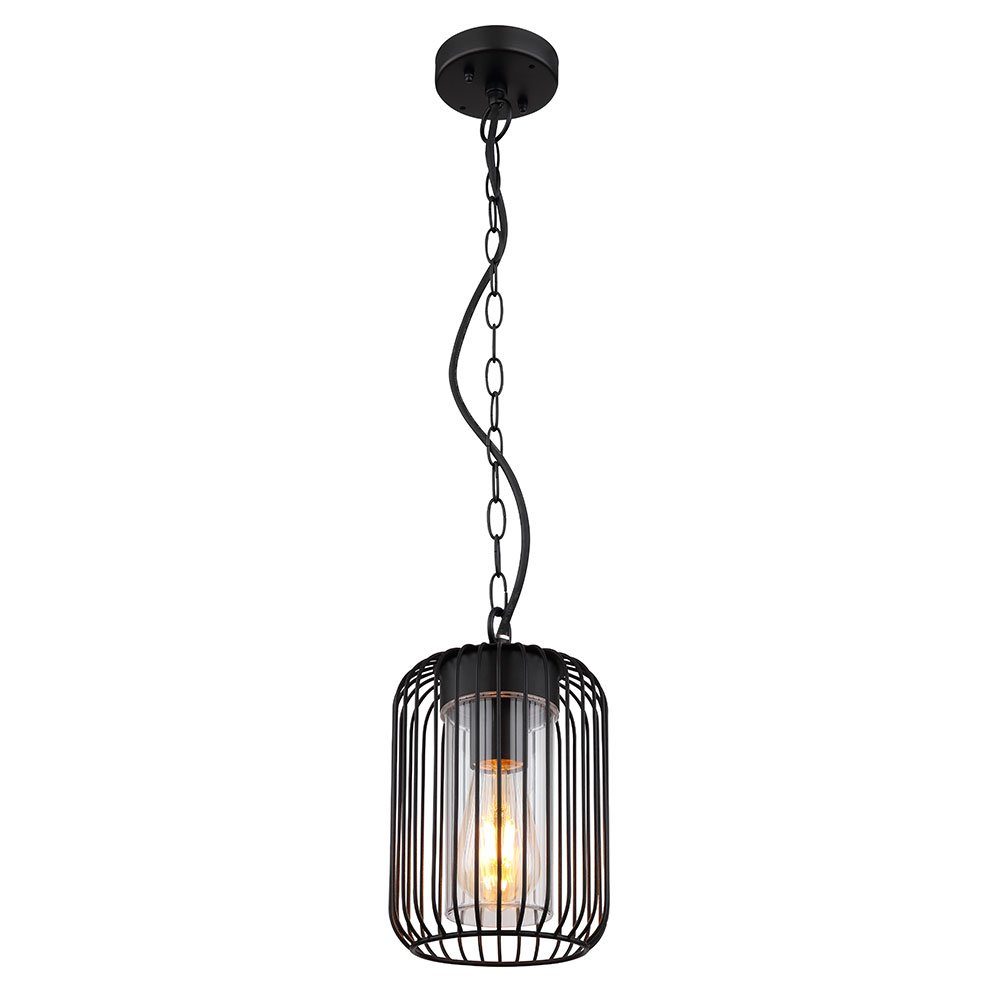 GLOBO LIGHTING Außen-Deckenleuchte, Leuchtmittel inklusive, Warmweiß, LED Pendellampe Außenleuchte Edelstahl schwarz klar H 75,5 cm