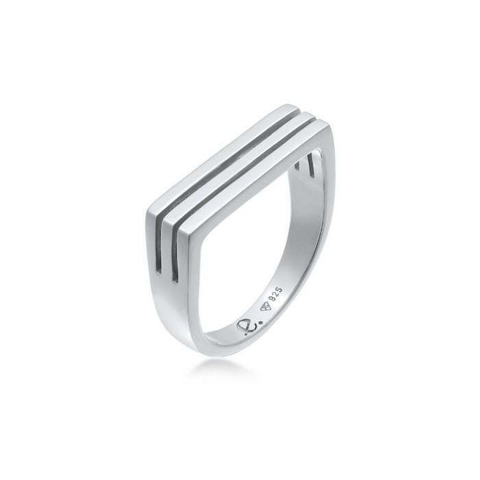 Elli Premium Partnerring Siegelring Rechteck Trend Form 925 Silber