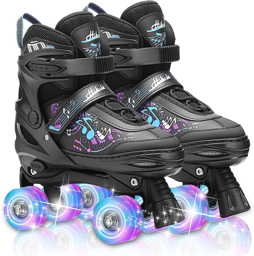 LUCKZON Rollschuhe LED größenverstellbar Inlineskates Jungen u. Mädchen, Leuchtend, Einsteiger Set, Größen Mädchen(28-37) Jungen(27-36)
