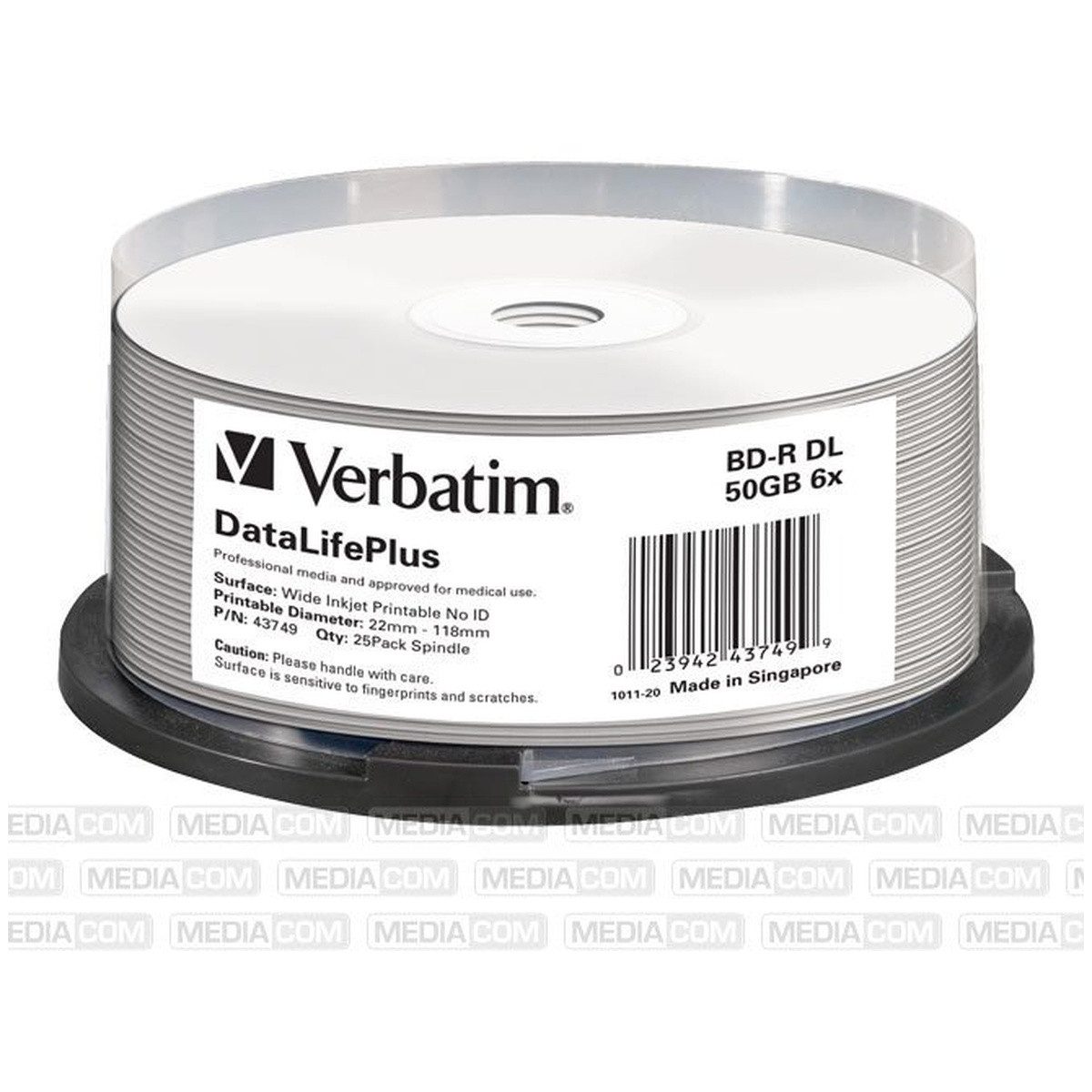 Verbatim Blu-ray-Rohling Verbatim BD-R DL 50GB 1-6x Cakebox 25er Inkjet