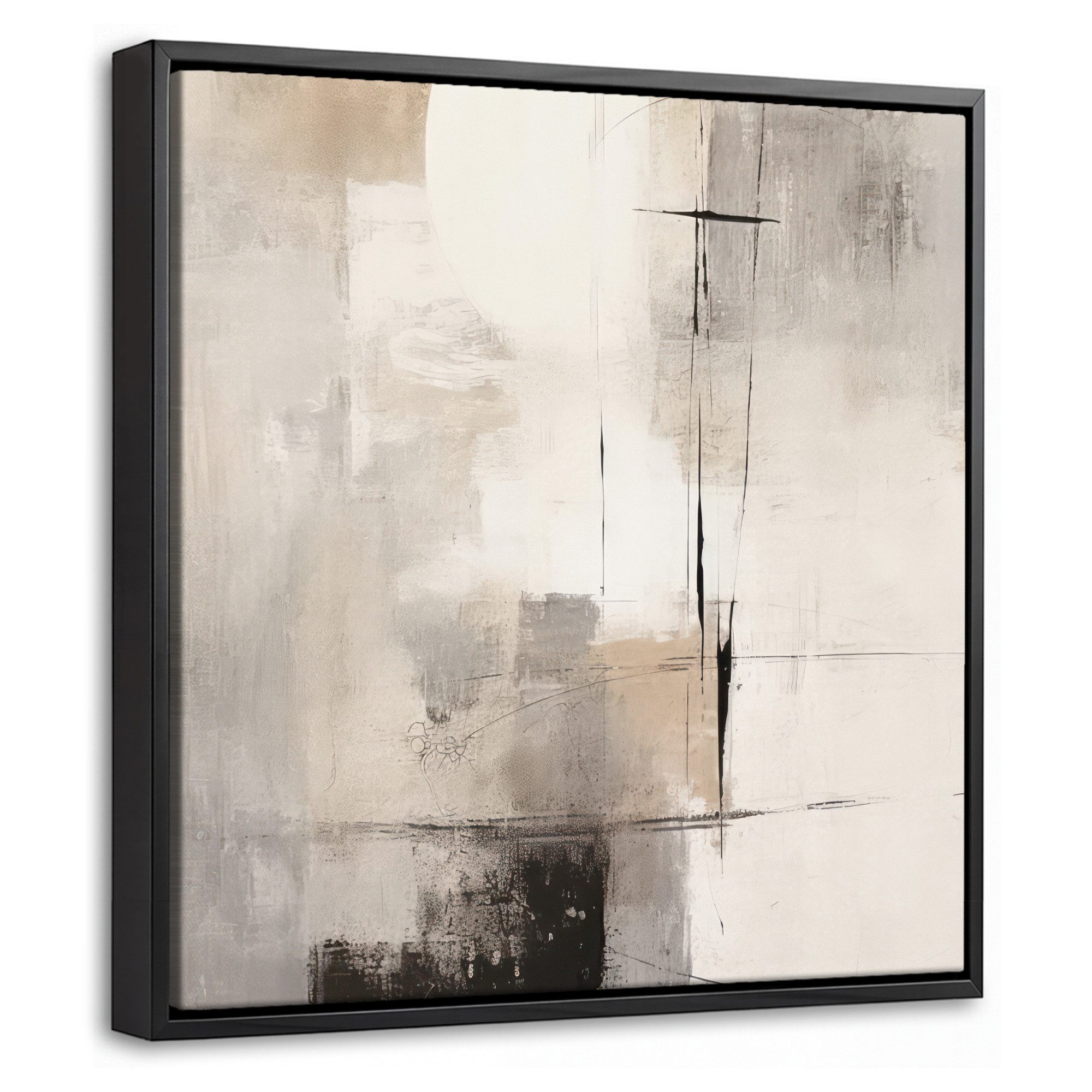 OneMillionCanvasses® Leinwandbild mit Rahmen - Abstrakt - Kunst - Grau, Fotodruck (1 St), Leinwand Bilder Klein, Wand Dekoration Aesthetic 20x20cm