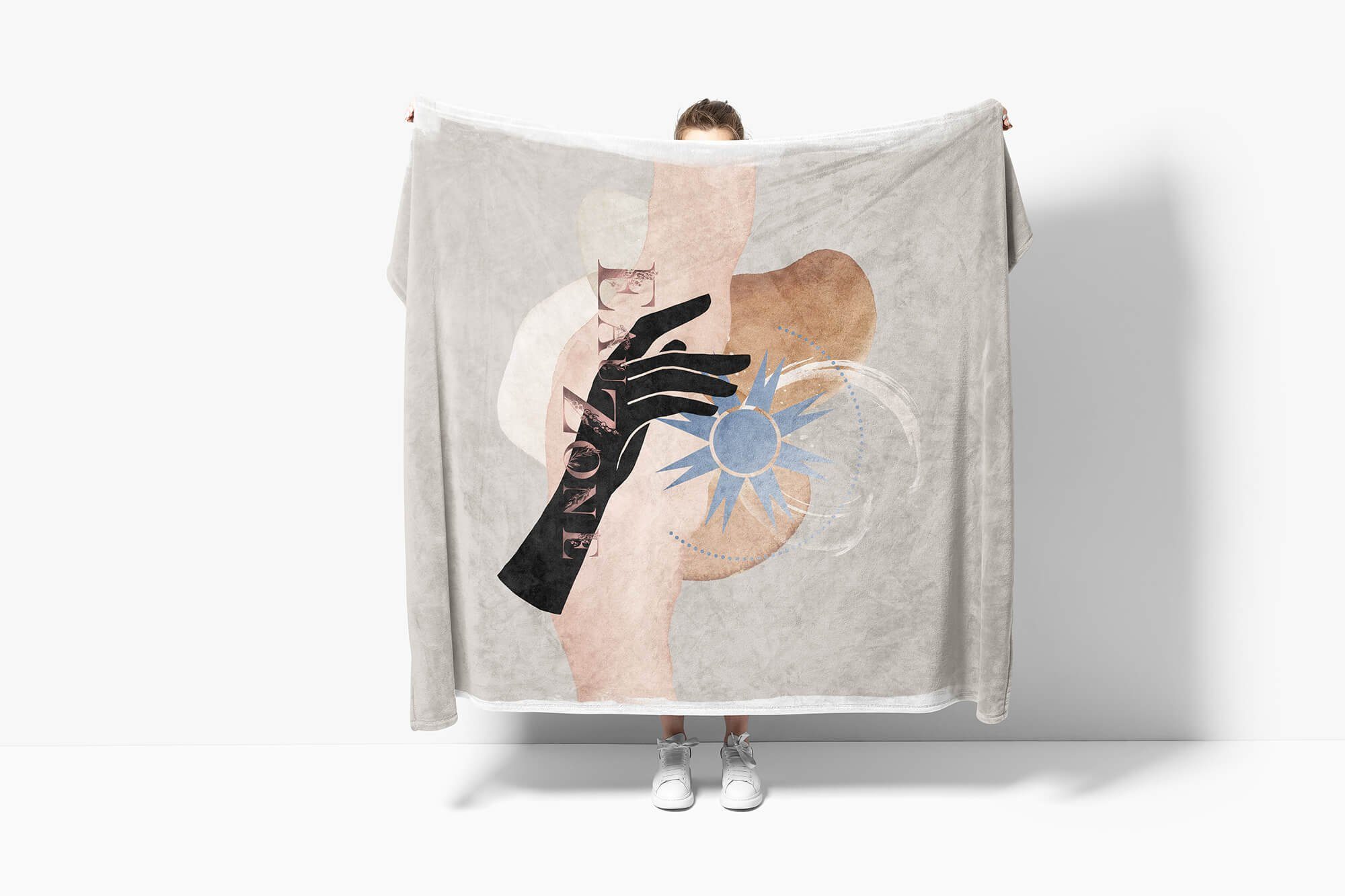 Kunstvoll Sinus Strandhandtuch Handtücher Handtuch Art (1-St), Hand Baumwolle-Polyester-Mix Saunatuch Sonne Kuscheldecke Spirituell, Handtuch