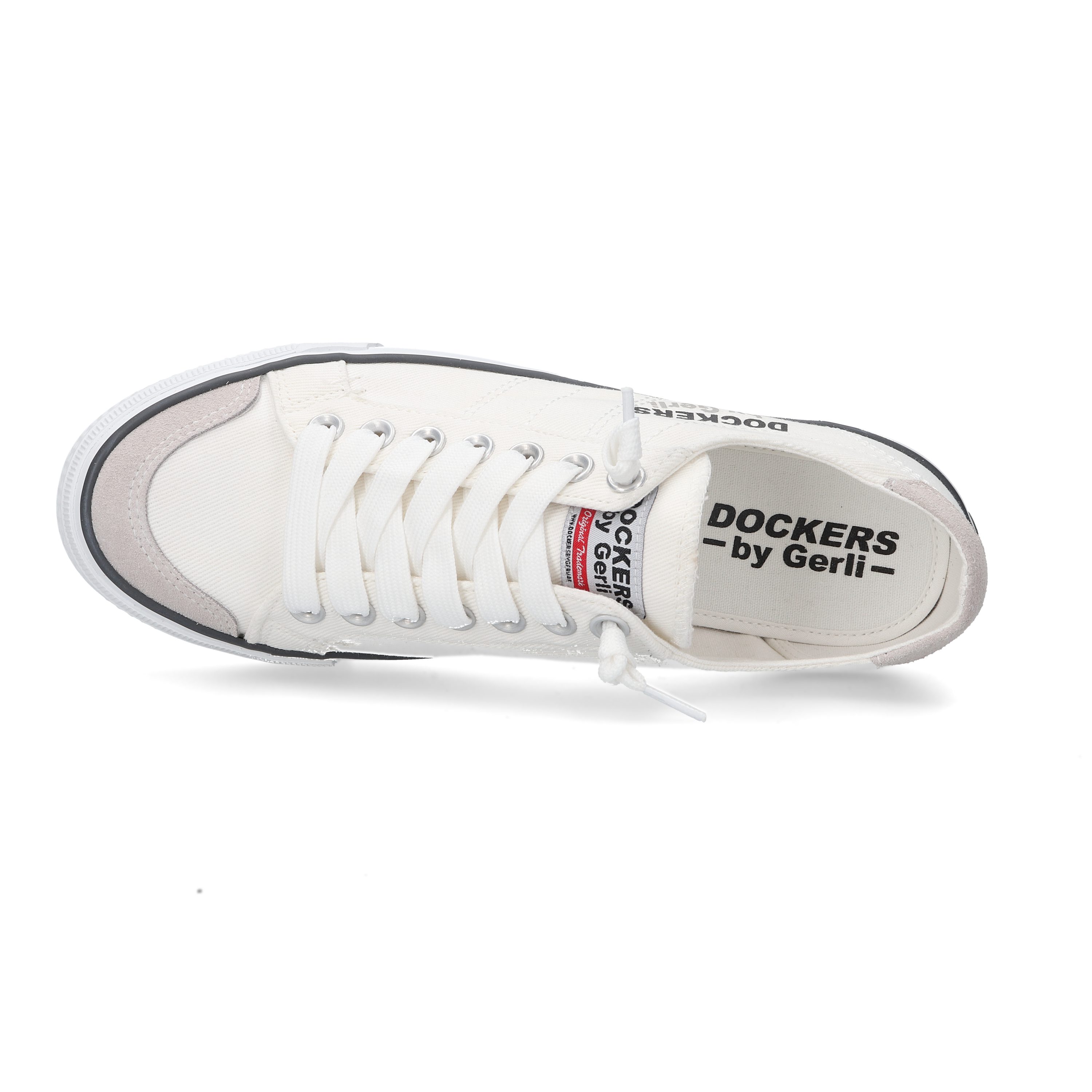 Dockers by Gerli Slip-On Sneaker, Freizeitschuh, Retro Sneaker, Fake Schnürung, in cooler Jeansoptik