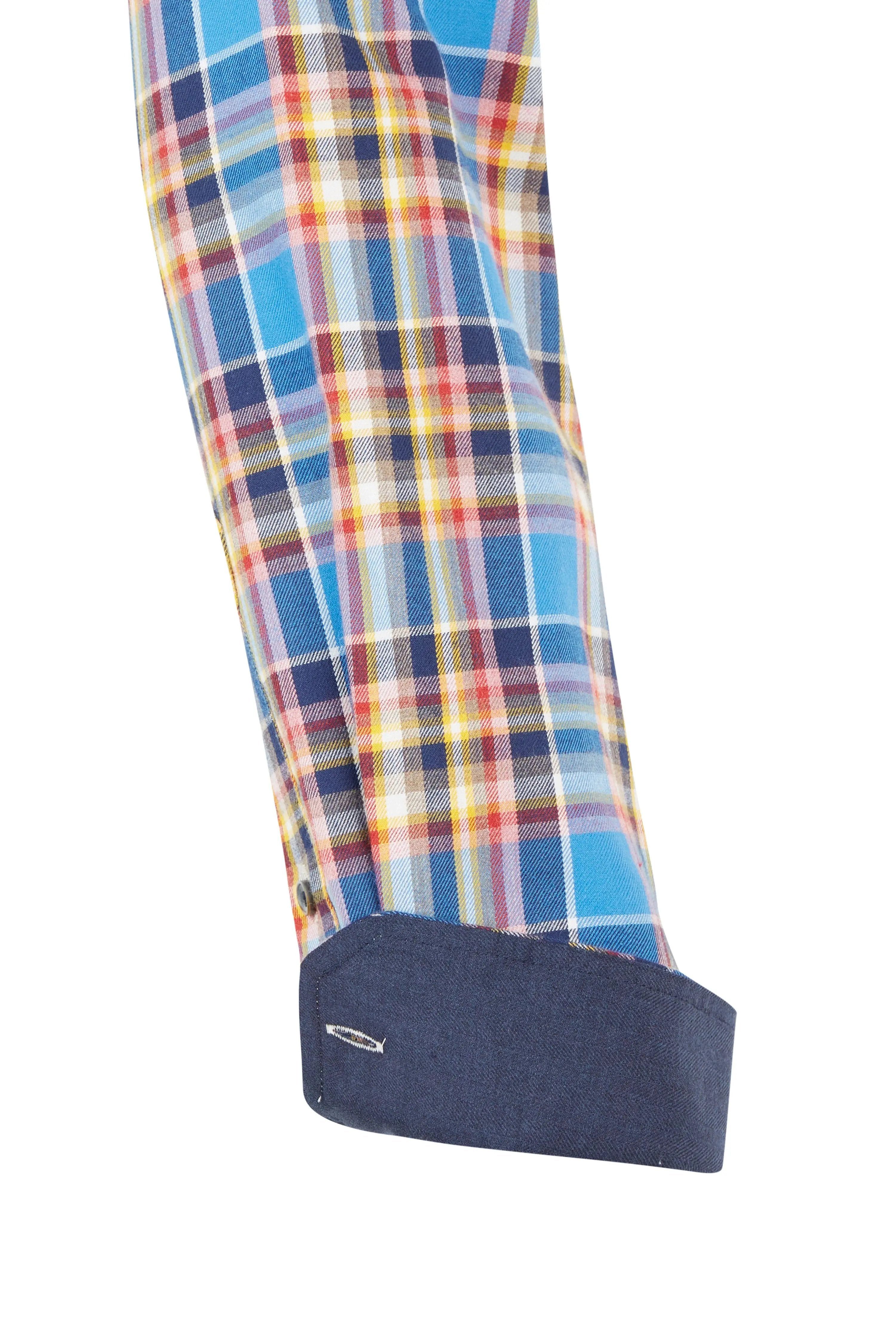 Haupt Langarmhemd Haupt Baumwolle Modern Fit Langarm Herrenhemd mit kariertem Muster in