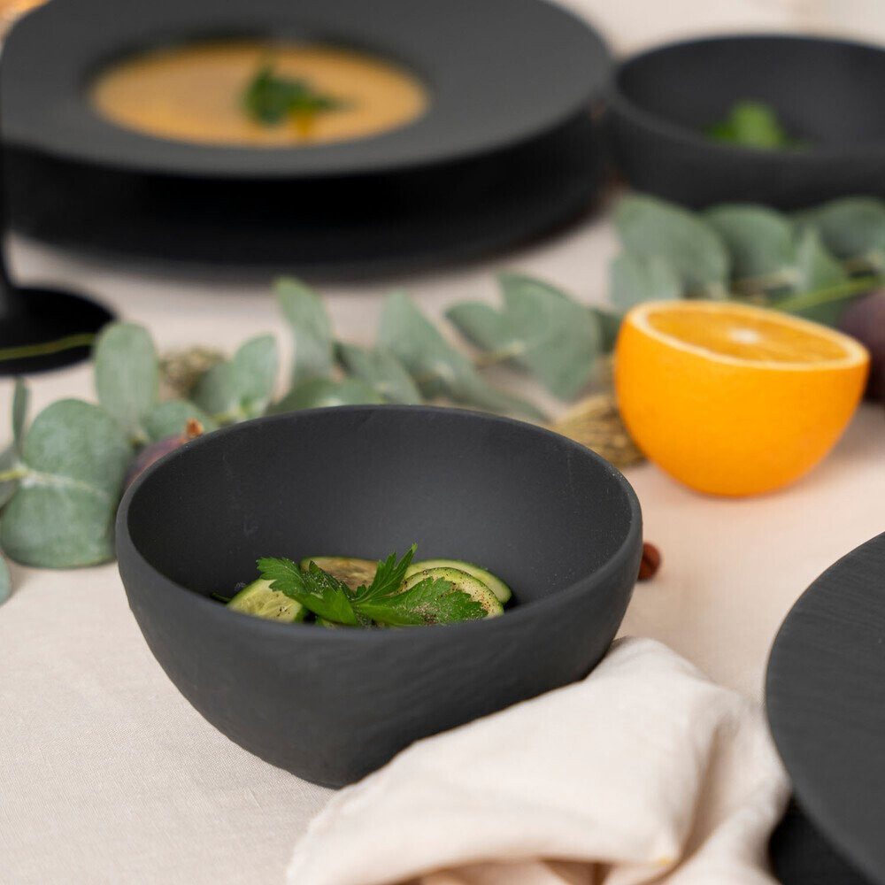 Villeroy & Boch Geschirr-Set Set Manufacture Rock Speiseteller, Pastateller und Bowl, 18-tlg., Premium Porcelain