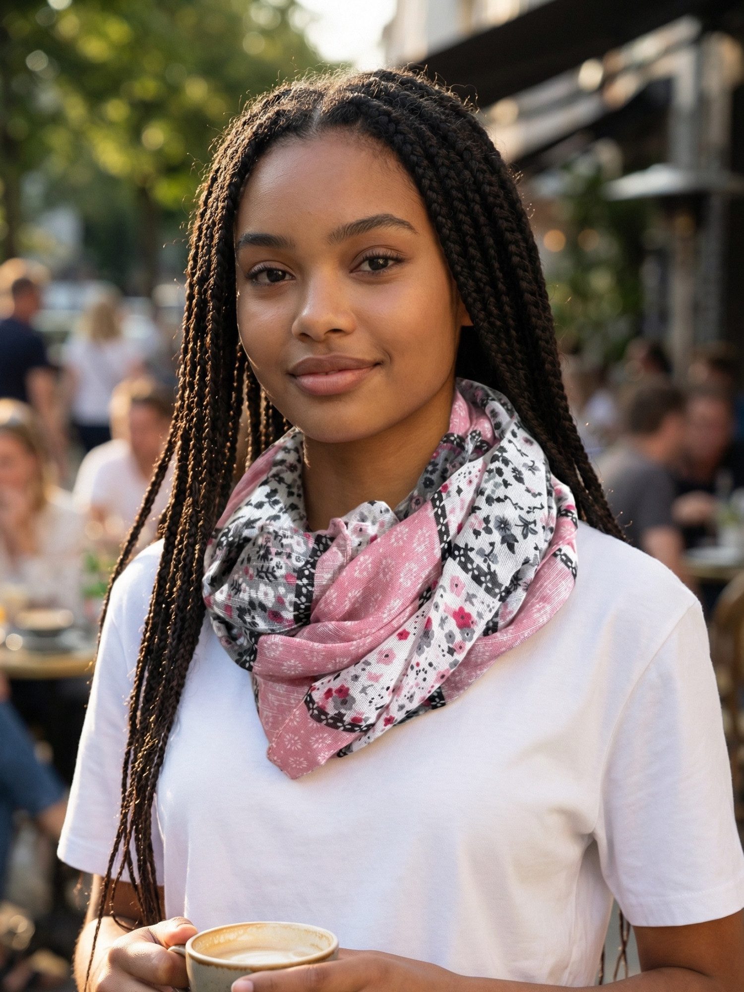 Taschen4life Loop leichter Damen Loop Schal, mit Streublümchen, vintage & modern