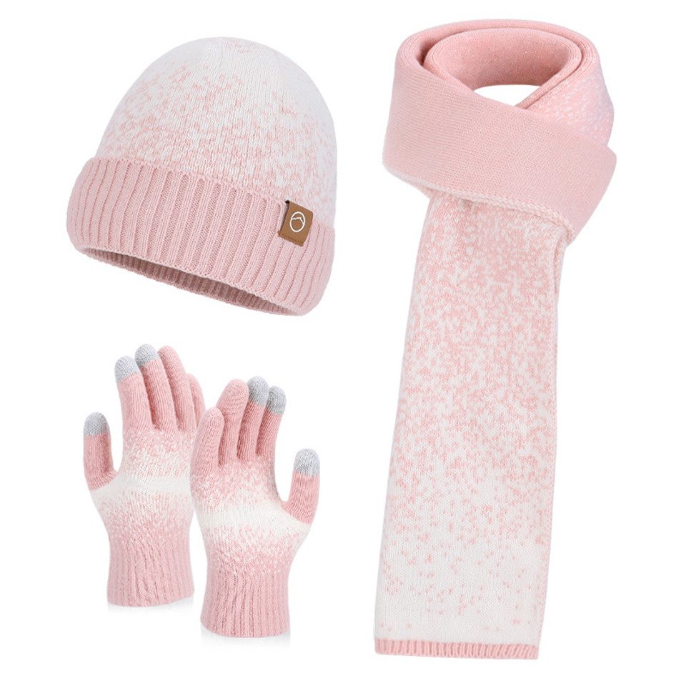 Zaewry Mütze & Schal Winter-Strickmütze, Schal und Handschuhe 3-teiliges Set, dicke Strickmütze, Touchscreen-Handschuhe und warmer Schal