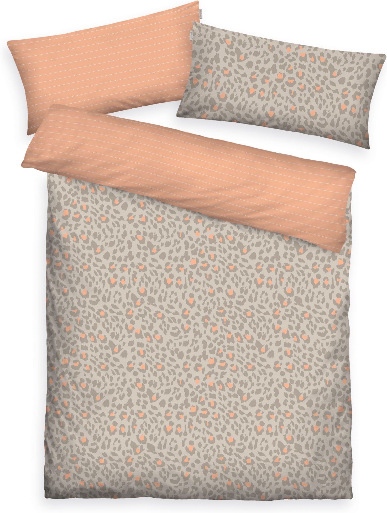 TOM TAILOR HOME Bettwäsche Ellja in Gr. 135x200 oder 155x220 cm, Leo Design, Bettwäsche-Set, Renforcé, 3 teilig, 100% Baumwolle, Animal Print, Marken-Bettwäsche mit Reißverschluss