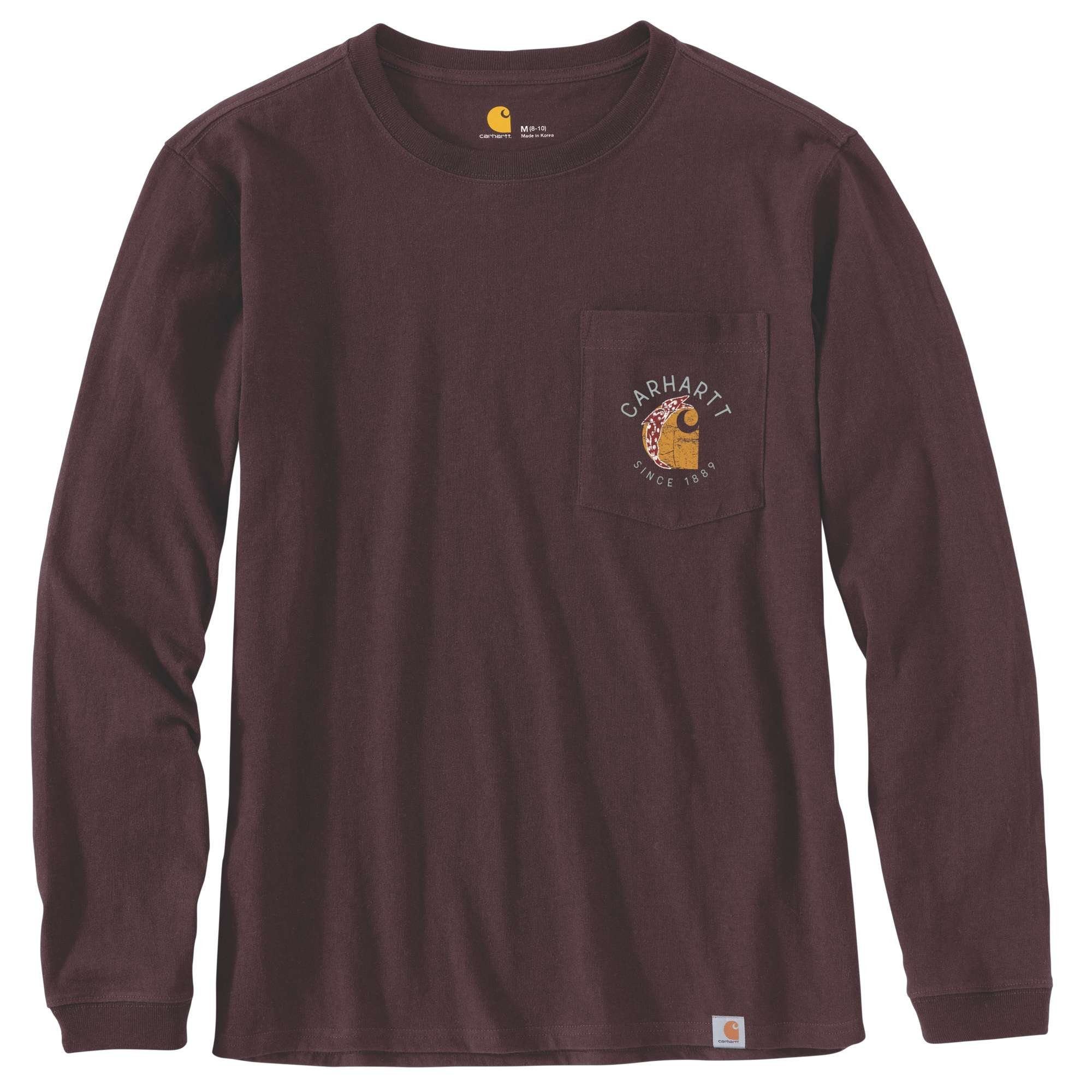 Carhartt (1-tlg) wine POCKET deep Longsleeve WORKW. GRAPHIC