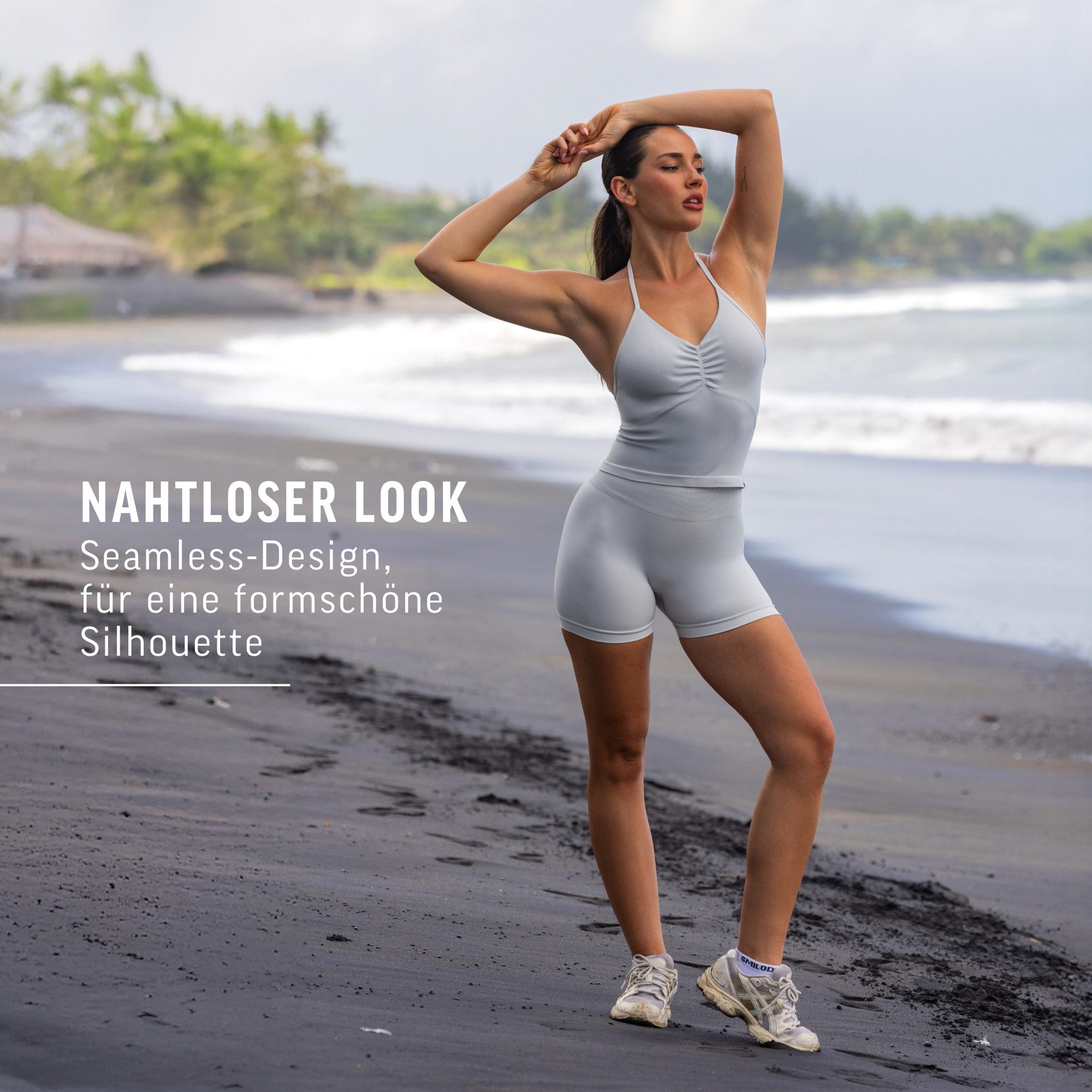 Smilodox Tanktop Malena, Crop Neckholder Sporttop, Ringdetails, Rückenfrei Tanktop nahtlos figurbetont, Sport Freizeit Yoga stylische Looks