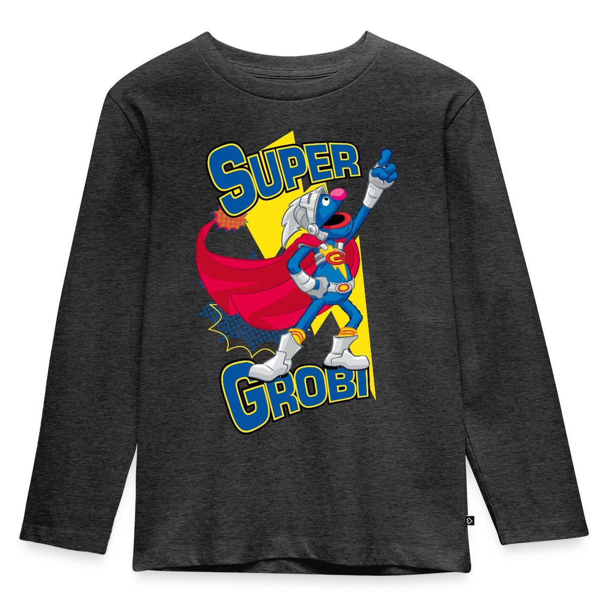 Spreadshirt T-Shirt Sesamstraße Grobi Supergrobi Superheld Kinder Premium Langarmshirt (1-tlg)