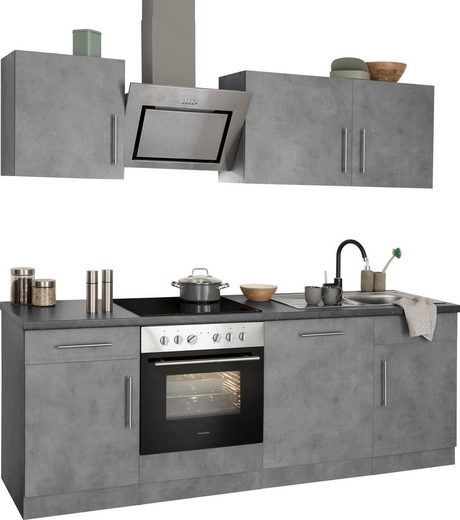 wiho Küchen Küchenzeile »Cali«, mit E-Geräten, Breite 220 cm mit Hanseatic E-Geräten, extra kurze Lieferzeit