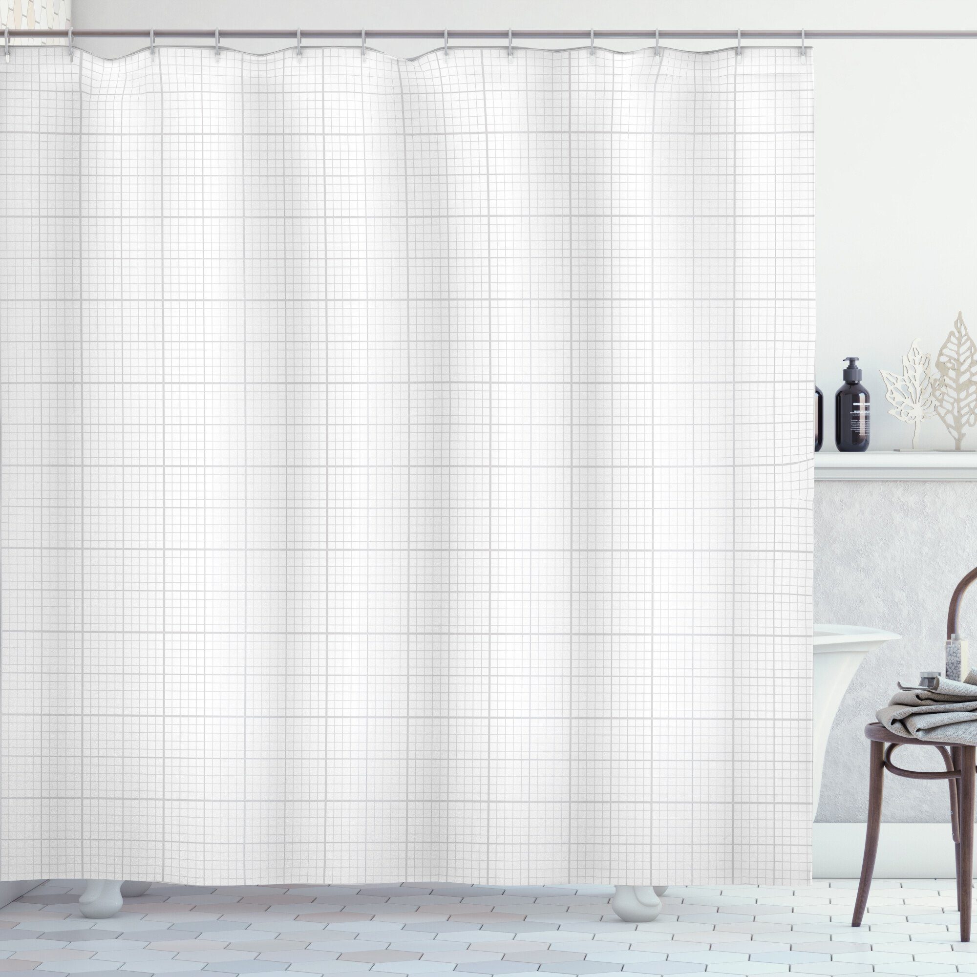 Abakuhaus Duschvorhang Moderner Digitaldruck mit 12 Haken auf Stoff Wasser  Resistent Breite 175 cm, Höhe 180 cm, Abstrakt Grund Quadrate und Streifen