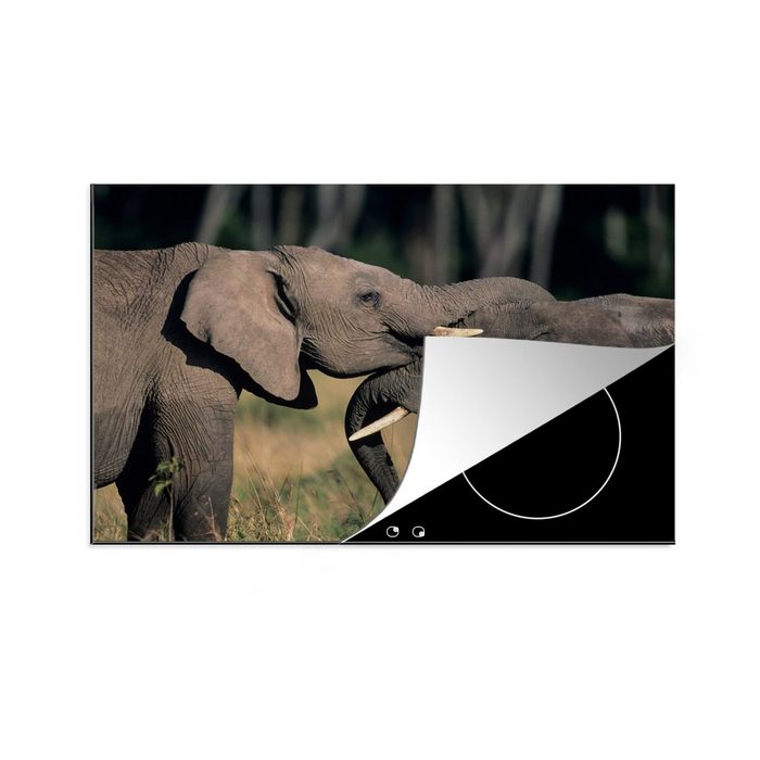 MuchoWow Herdblende-/Abdeckplatte Fließende Elefanten Vinyl (1 tlg) Ceranfeldabdeckung für die küche Induktionsmatte
