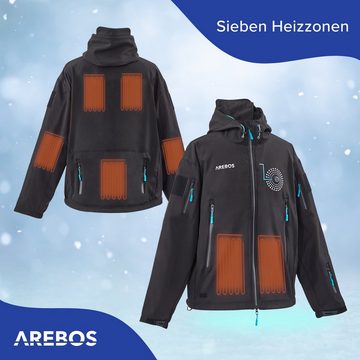 Arebos Outdoorjacke Akku Winterjacke Sportjacke Outdoor Jacke beheizbar Thermojacke Unisex (Stück, XL)