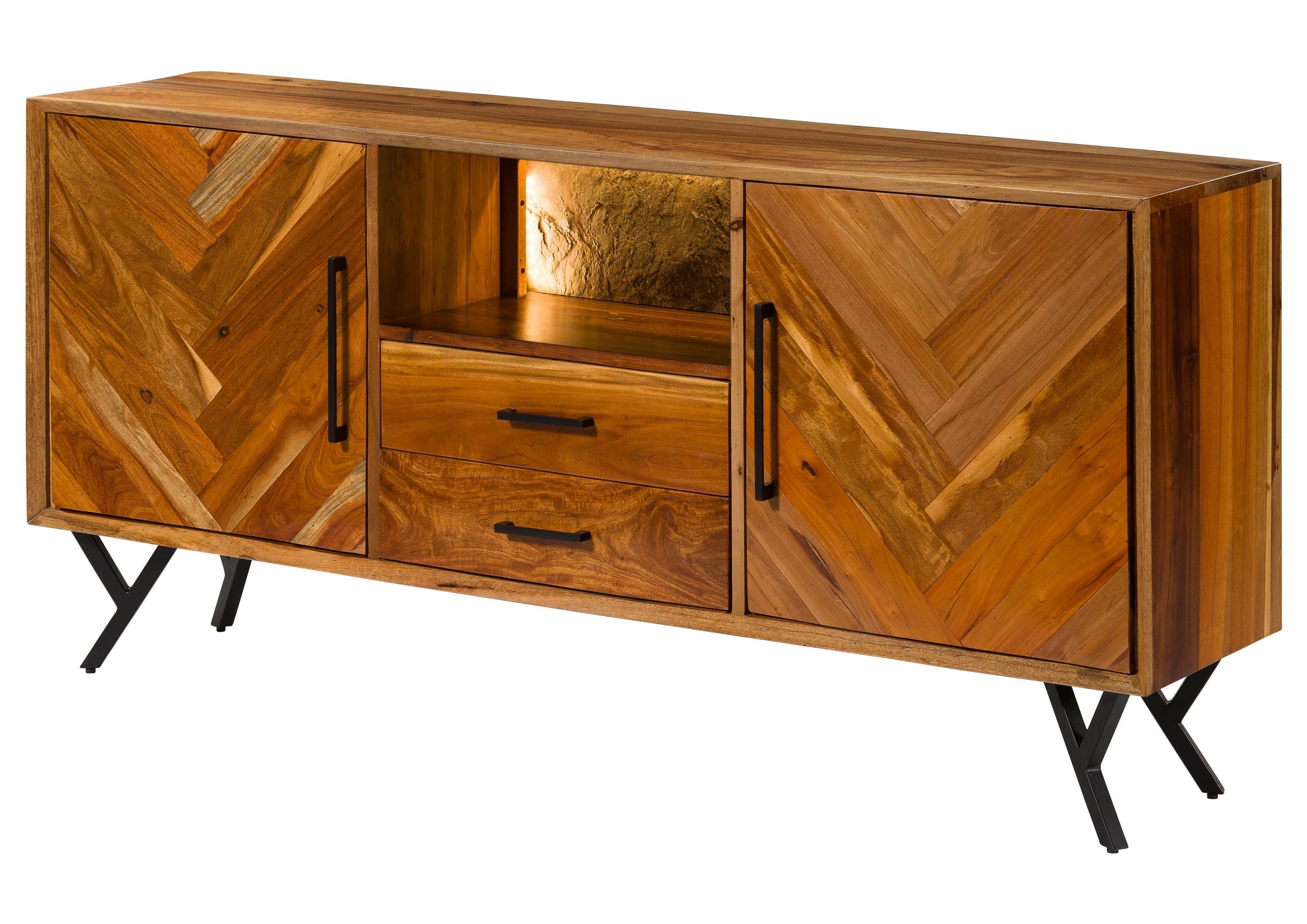 Massivmoebel24 Sideboard AVIGNON (Massivholz), Altholz 180x40x81 natur lackiert AVIGNON #111