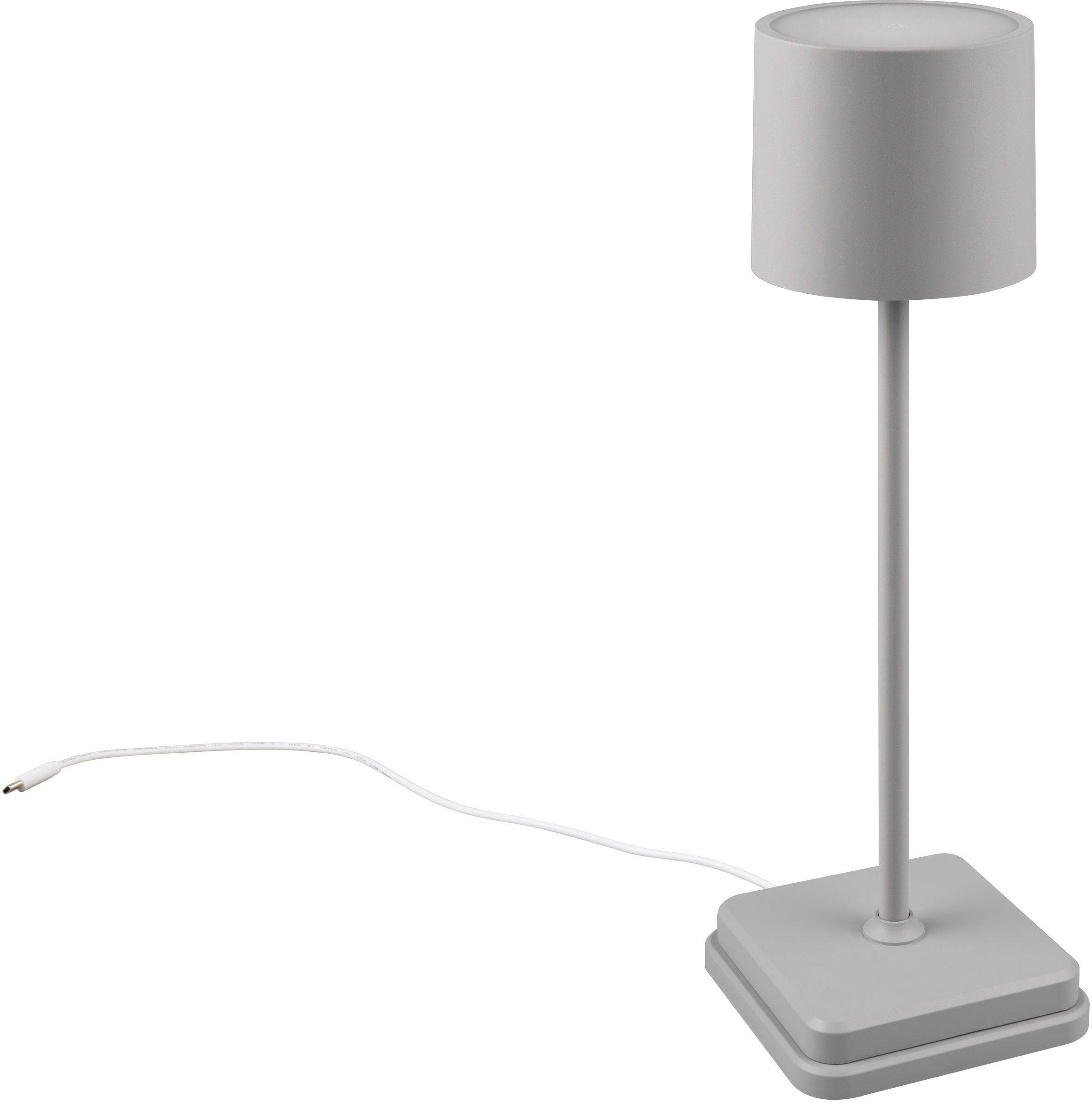 Reality Leuchten LED Außen-Tischleuchte Fernandez, Dimmfunktion, USB-Ladefunktion, LED fest integriert, Farbwechsler, warmweiß - kaltweiß, Garten Akku Tischlampe USB Ladestation dimmbar Lichtfarbe einstellbar