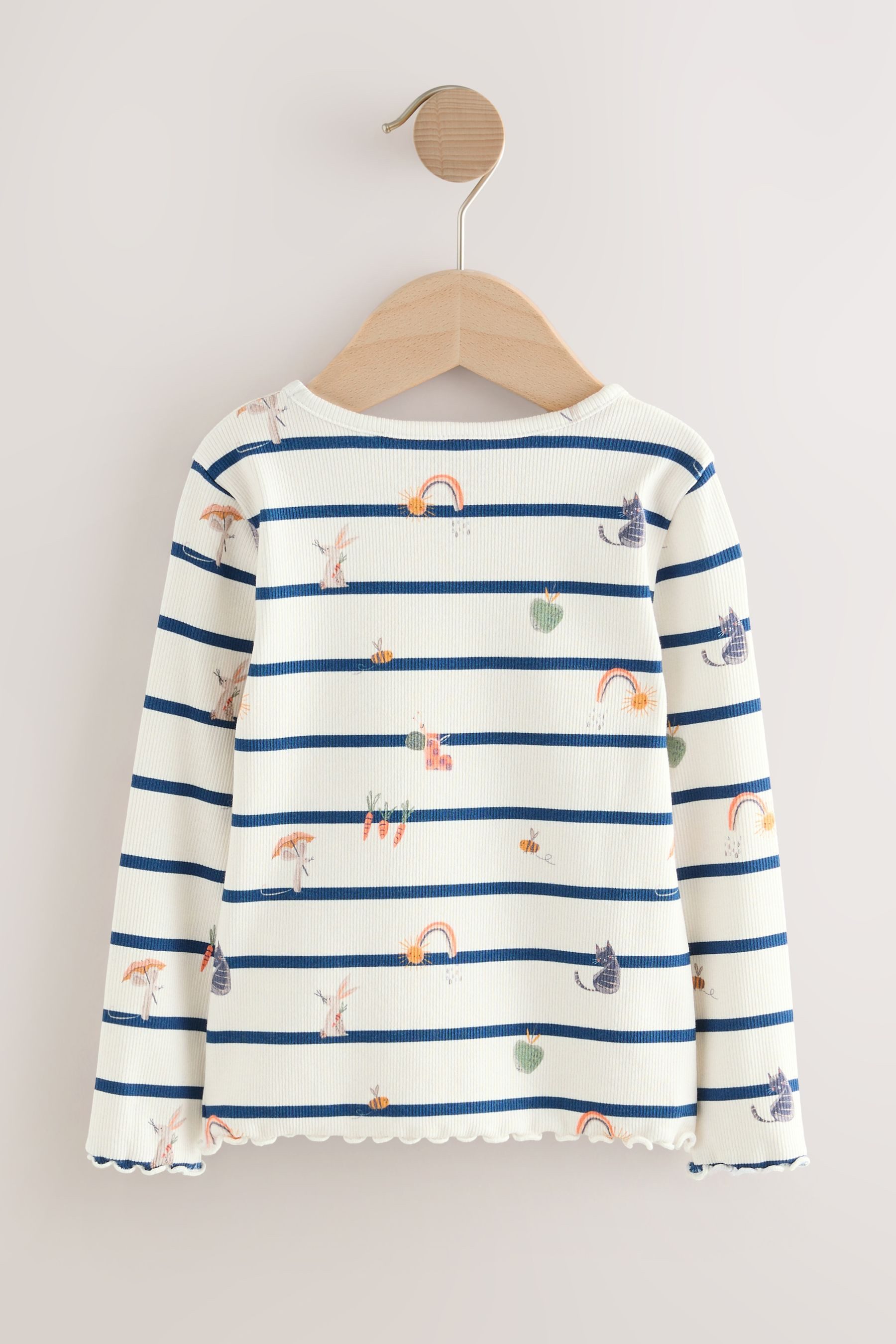 Next Blusenshirt Geripptes Langarm-T-Shirt (1-tlg) – Bild 5 von 5