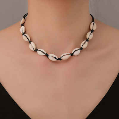 KIKI Charm-Kette Halskette natürliche Muschel Halskette weibliche handgewebte Halskette