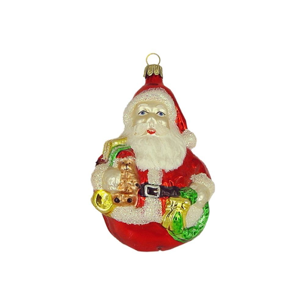 Haberland Glasschmuck Lauscha Christbaumschmuck Großer Weihnachtsmann mit Rucksack bunt 13 cm Lauschaer Glas