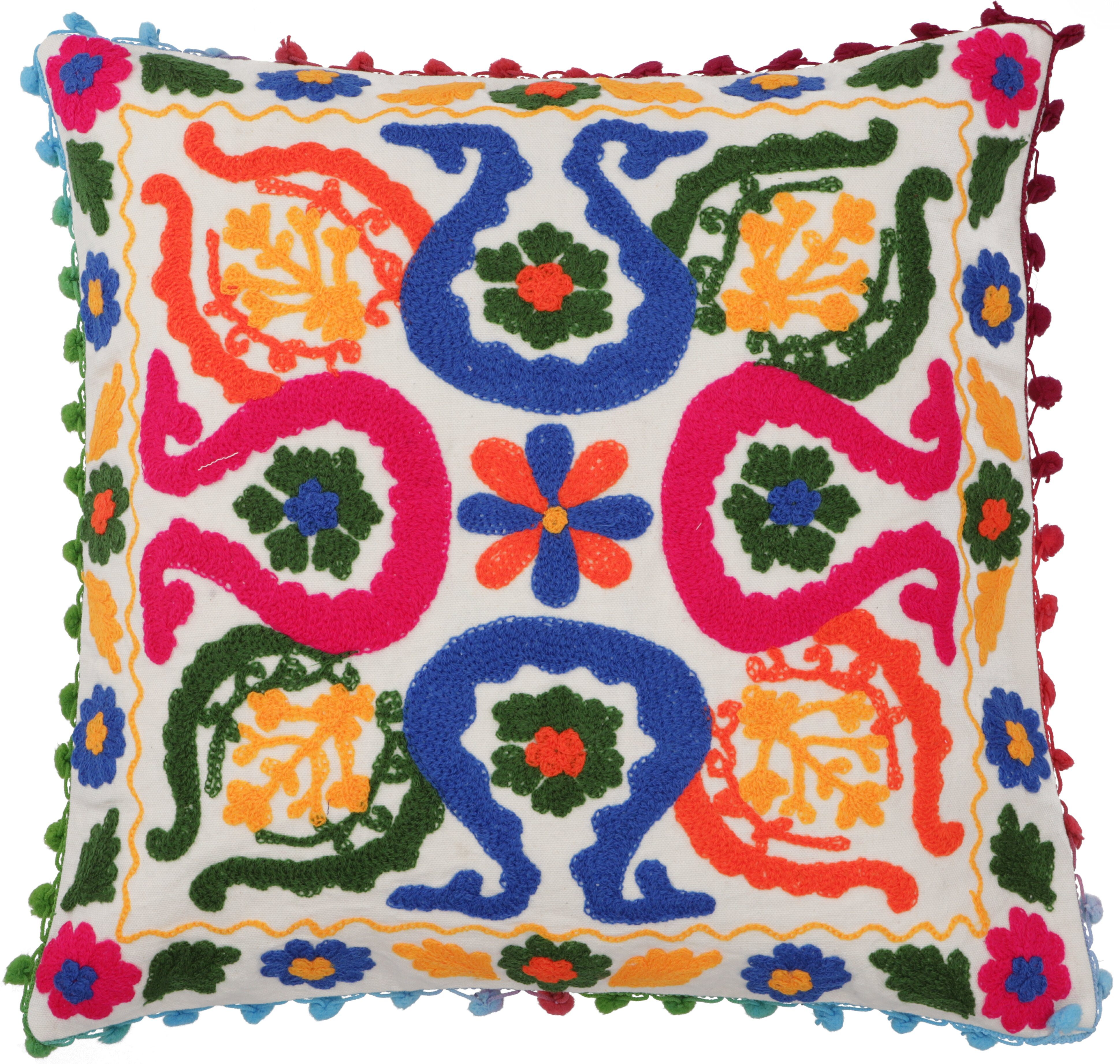Guru-Shop Kissenbezüge Boho Kissenhülle, farbenfrohes besticktes.. günstig online kaufen