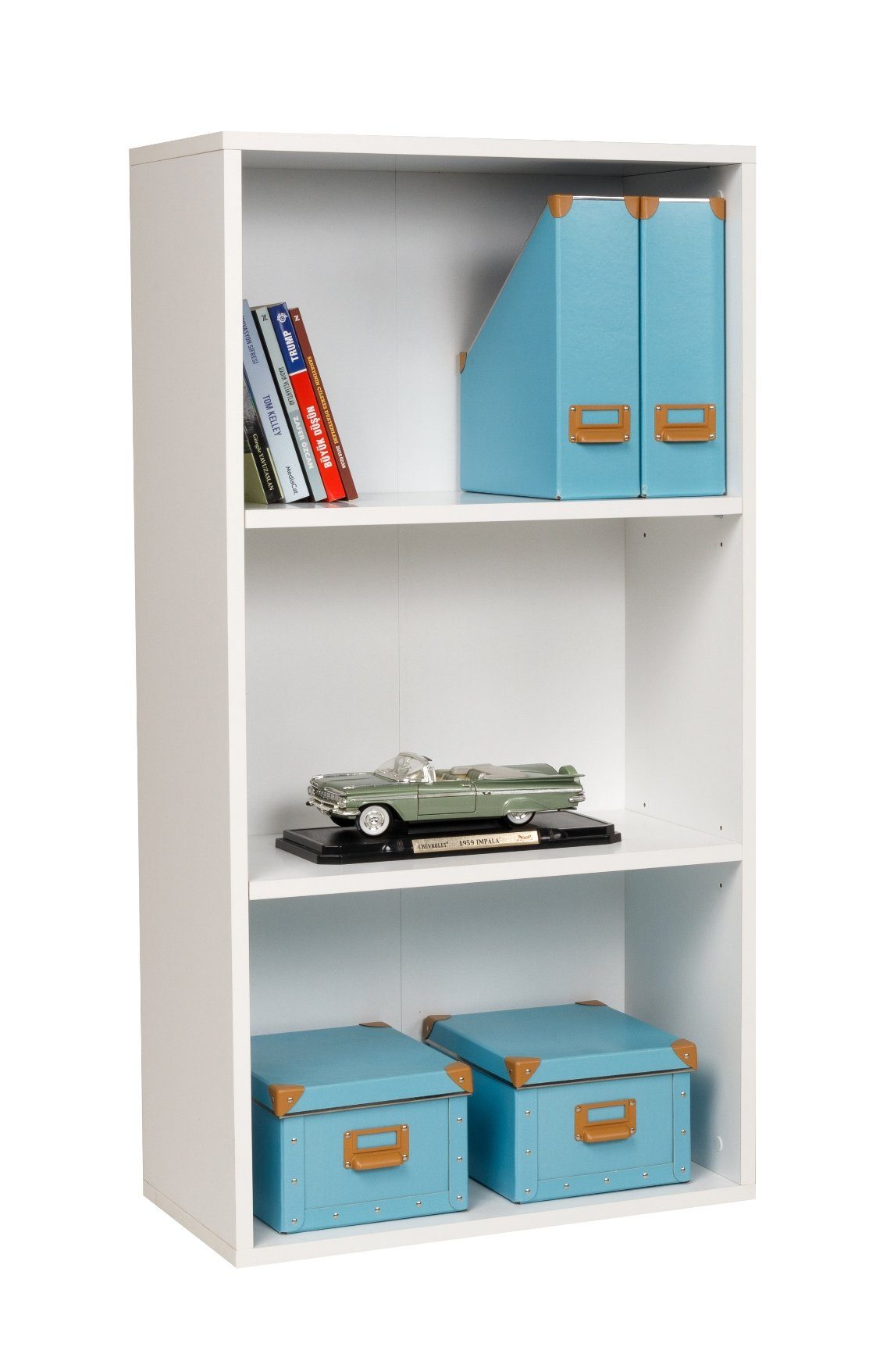 Furni24 Bücherregal Breites Bücherregal weiß, Fächern, 3 cm 60x31x115 mit