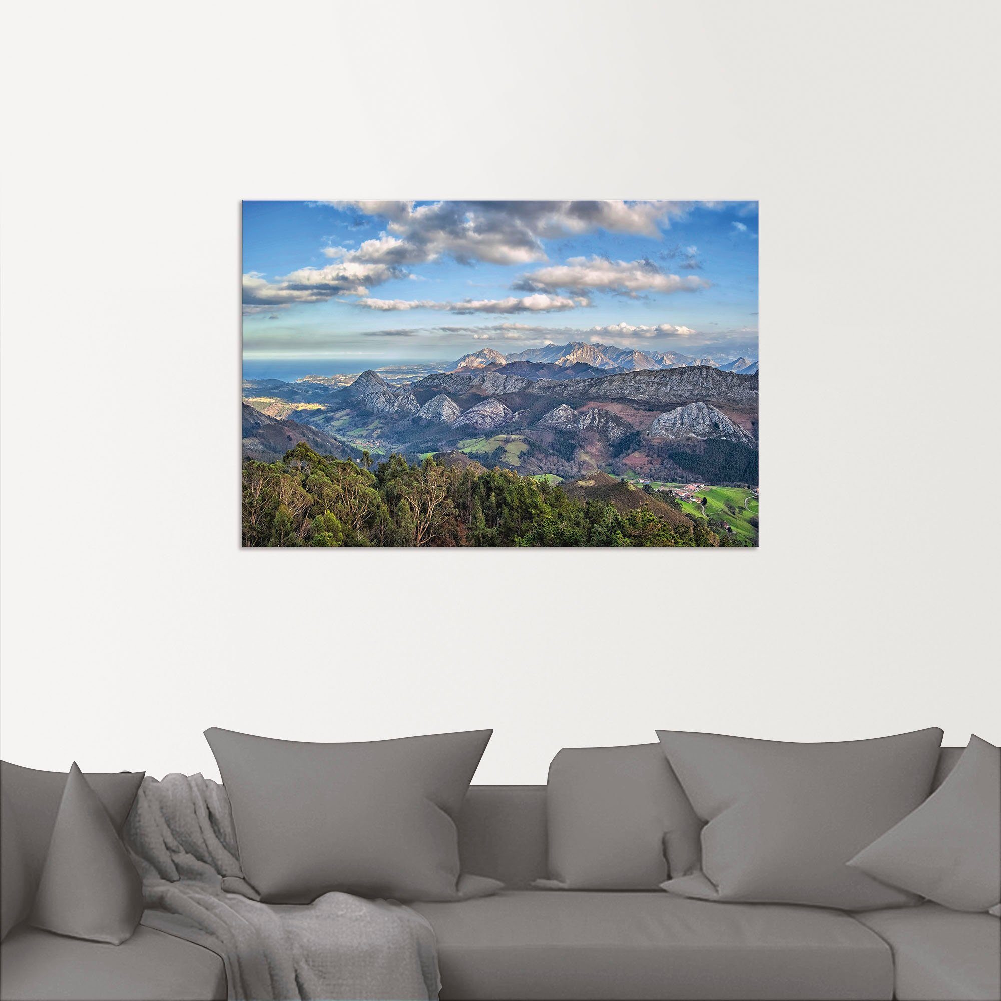 Berge Größen Wandaufkleber (1 St), Bergwelt Wandbild Spaniens, versch. Alpenbilder in Leinwandbild, Alubild, im Poster Norden als & oder Artland