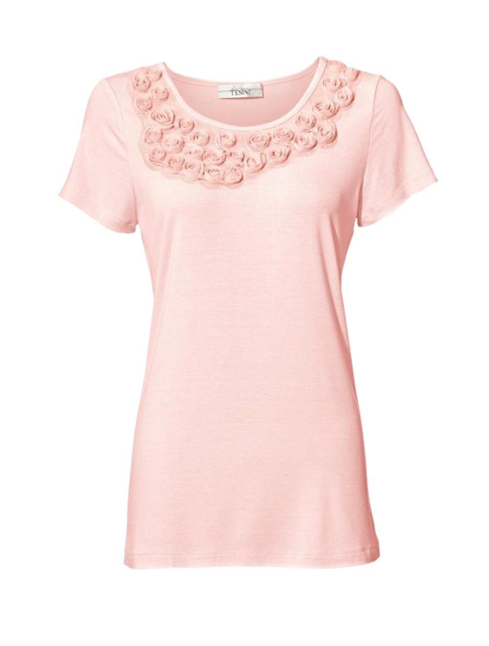 heine Rundhalsshirt Linea Tesini Damen Designer-Shirt, rosé