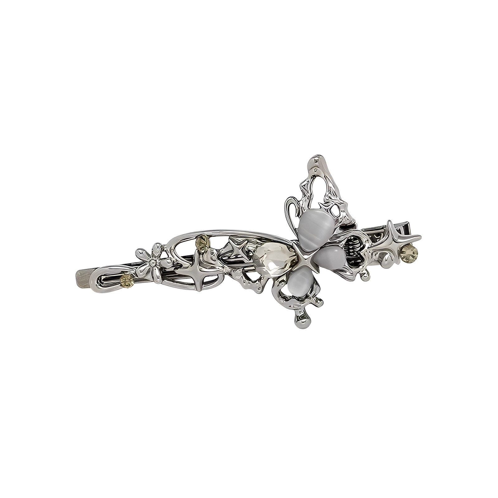 The Beauty House Haarspange Haarklammer Schmetterling Damen Silber Blume Edelstein, Vintage Haarclip Styling Accessoire