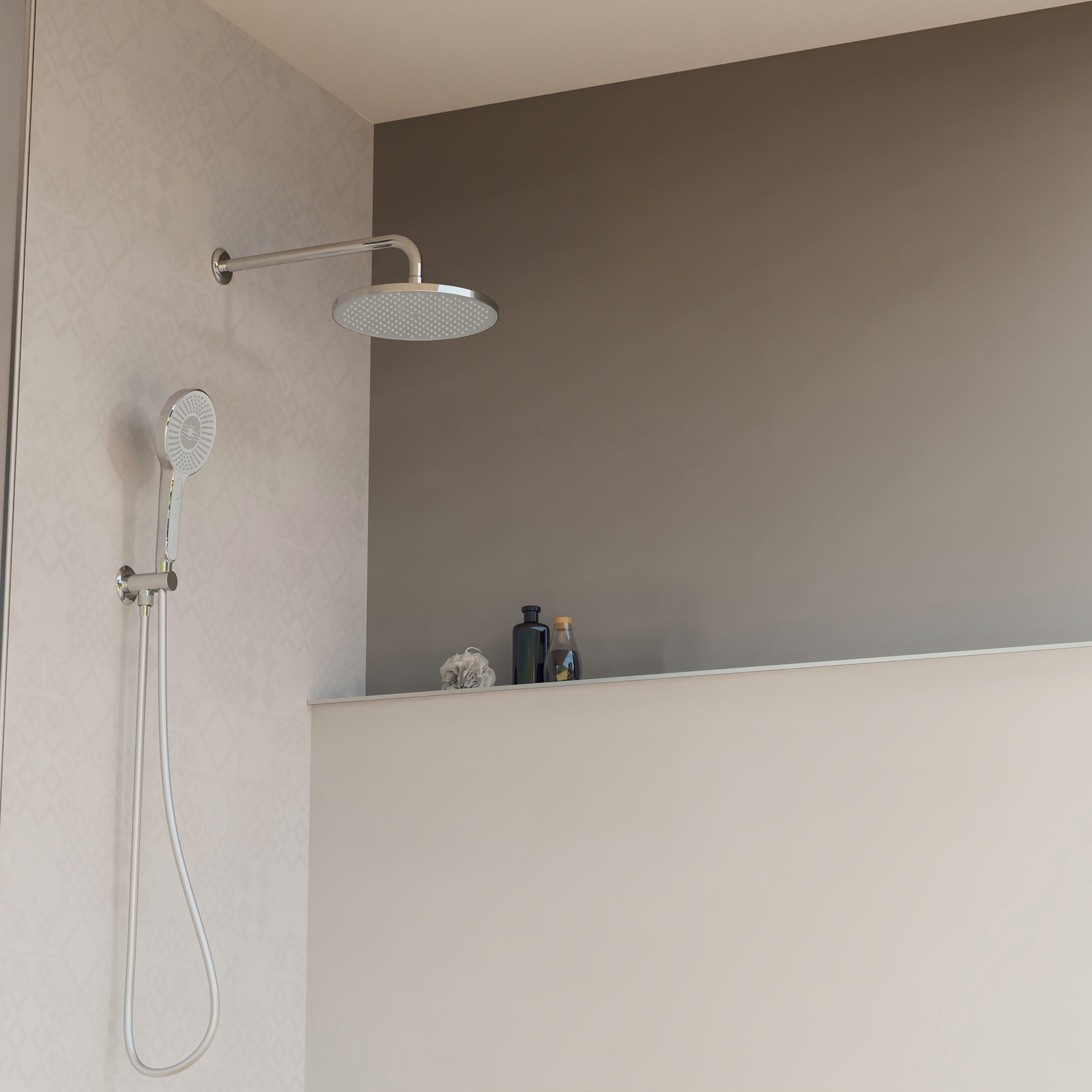 Schütte Brausegarnitur KARIBIK, Brause-Komplettset, schwarz matt, für die Dusche, Überkopfbrauseset