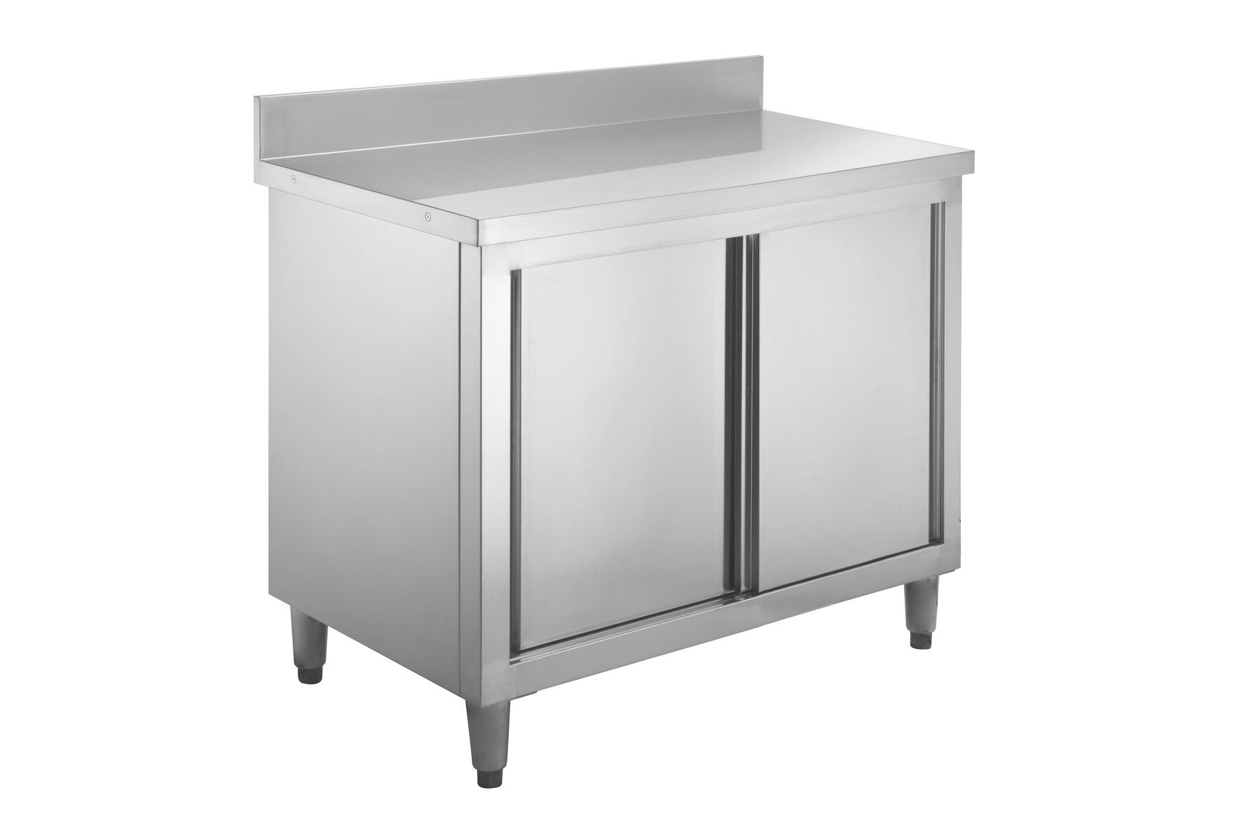 GastroHero Hochschrank Arbeitsschrank ASSB126A Aufkantung mm Edelstahl Schrank mit Stauraum K