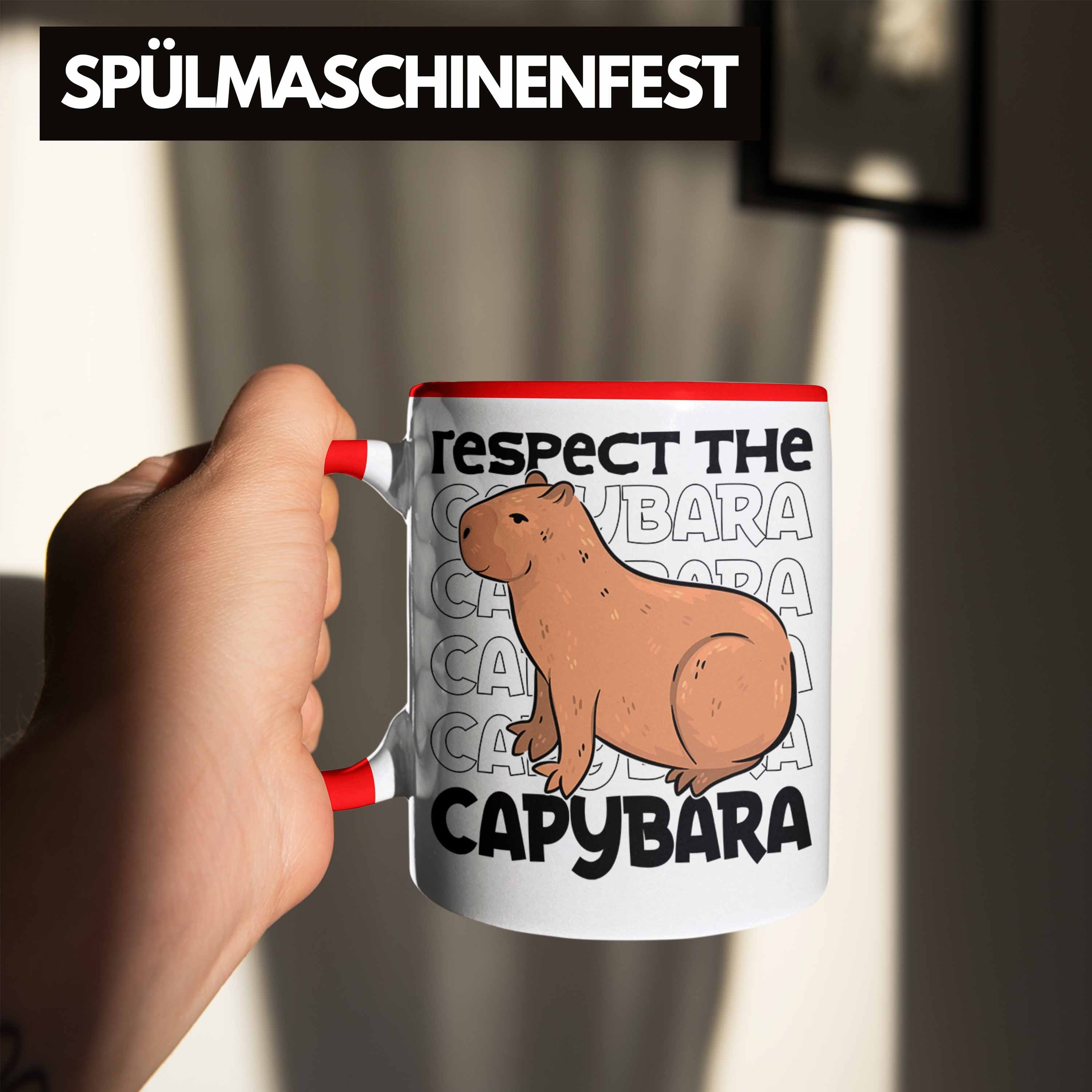 Capybara Rot The Tasse für Trendation Respect Geschenk Capybara Tasse Tier Kaffeetasse Capy