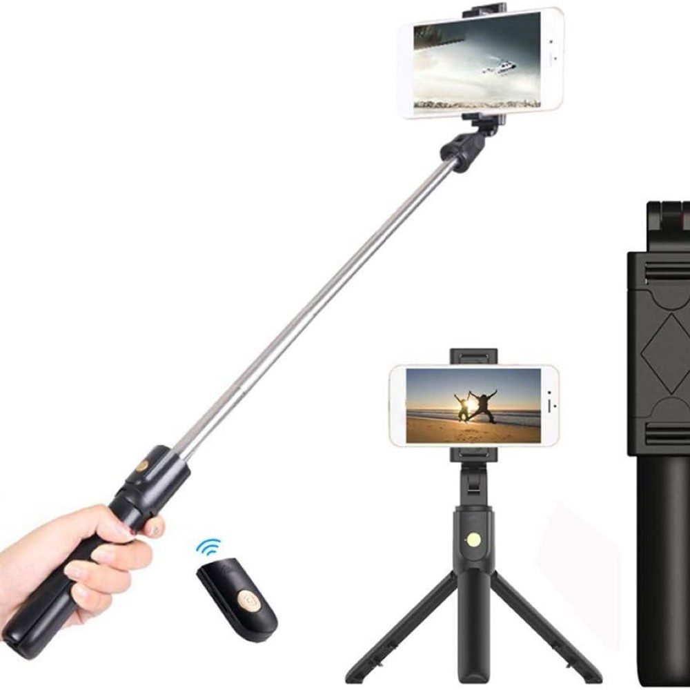 SYOSIN Selfie-Stick Selfie-Stativ Stange mit Fernbedienung: Kompakt für iPhone, Android, Kompakt, stabil, Bluetooth, 270°-Drehkopf für beeindruckende Aufnahmen