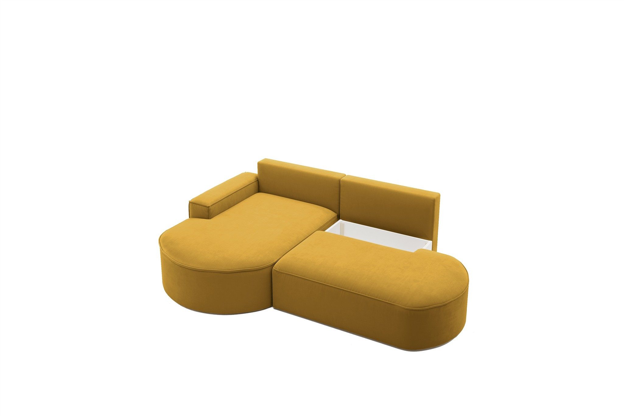 Fun Möbel Ecksofa Schlafsofa Sofa GIRONA mit Ottomane in Stoff Salvador, Rundumbezug
