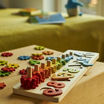 goki Lernspielzeug Sortierspiel Lerne Zählen mit Zahnrädern, Koordination und Feinmotorik gefördert