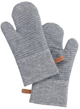 WENKO Topfhandschuhe Ada Stripes, (Set, 2-tlg), mit Baumwollinnenseite, 1 Paar, grau