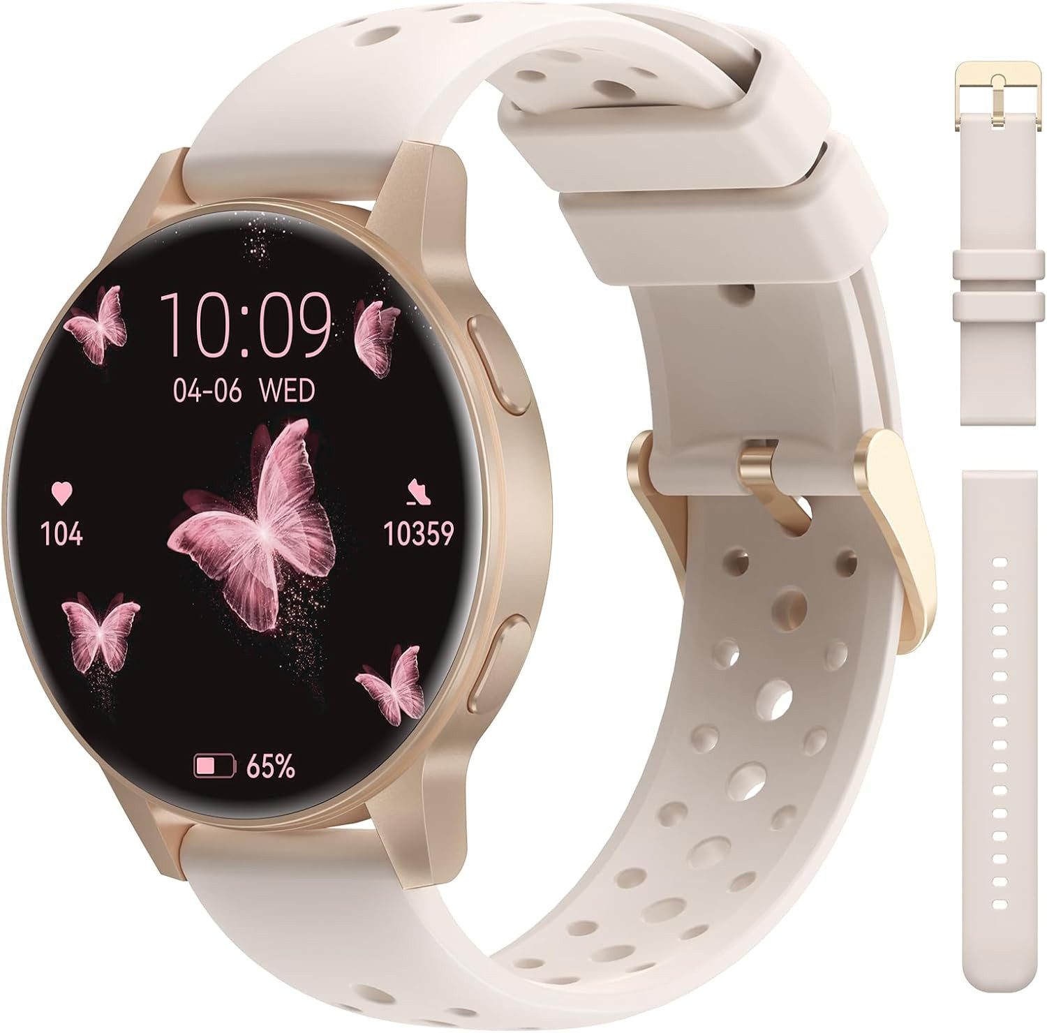 RifePhi I181 Smartwatch (3,2 cm, Android iOS), Smartwatch Damen mit Sprachsteuerung Zyklustracker und Anruffunktion
