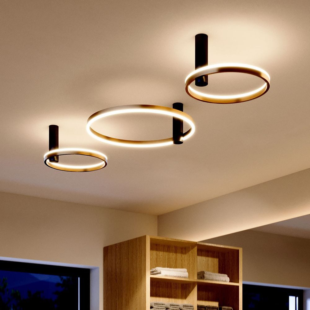 s.luce Deckenleuchte LED Wand- & Deckenleuchte Ring Air rund indirekt Ø 60cm Schwarz/Gold, Warmweiß