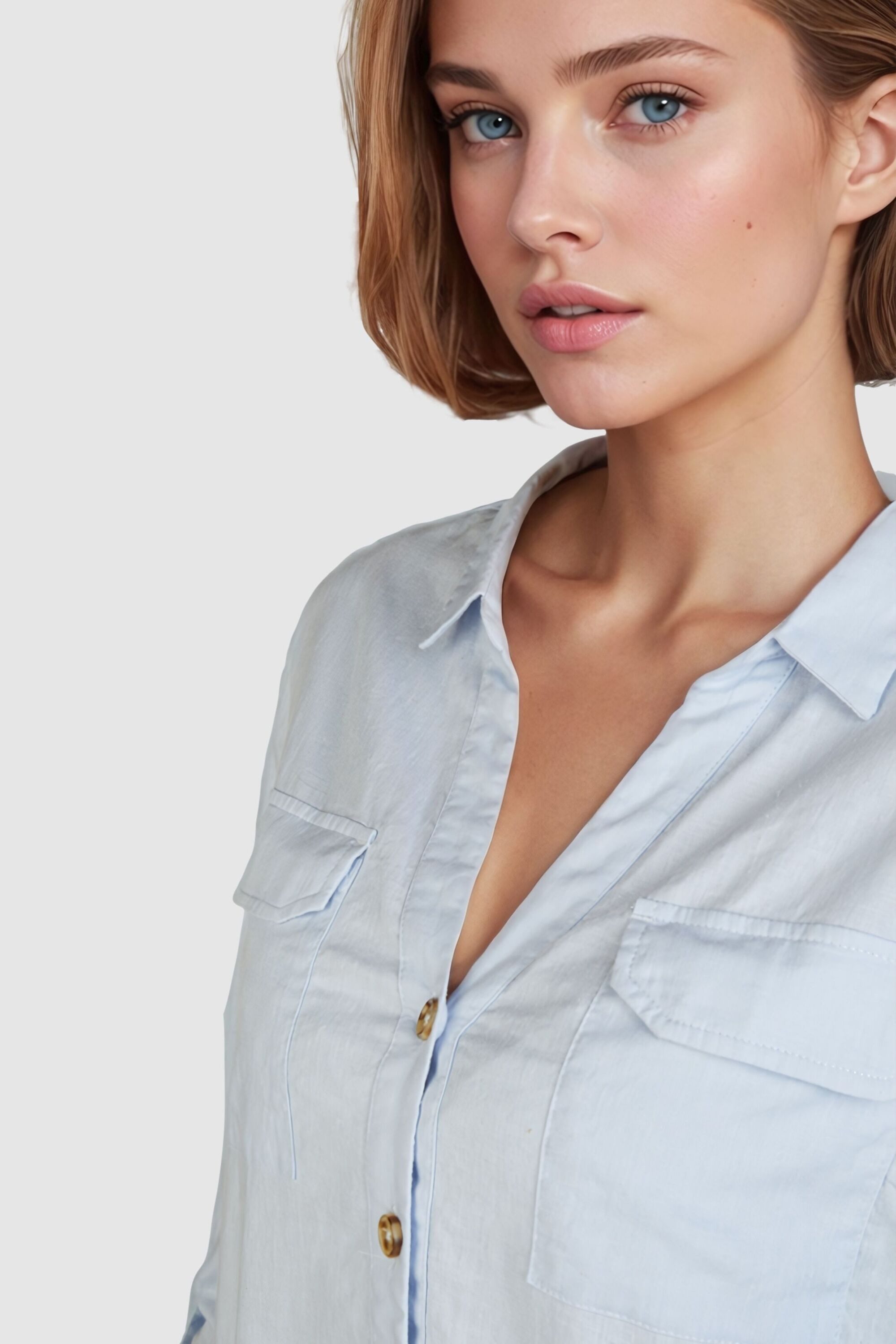 NAVIGAZIONE Klassische Bluse mit Leinen – Bild 5 von 5