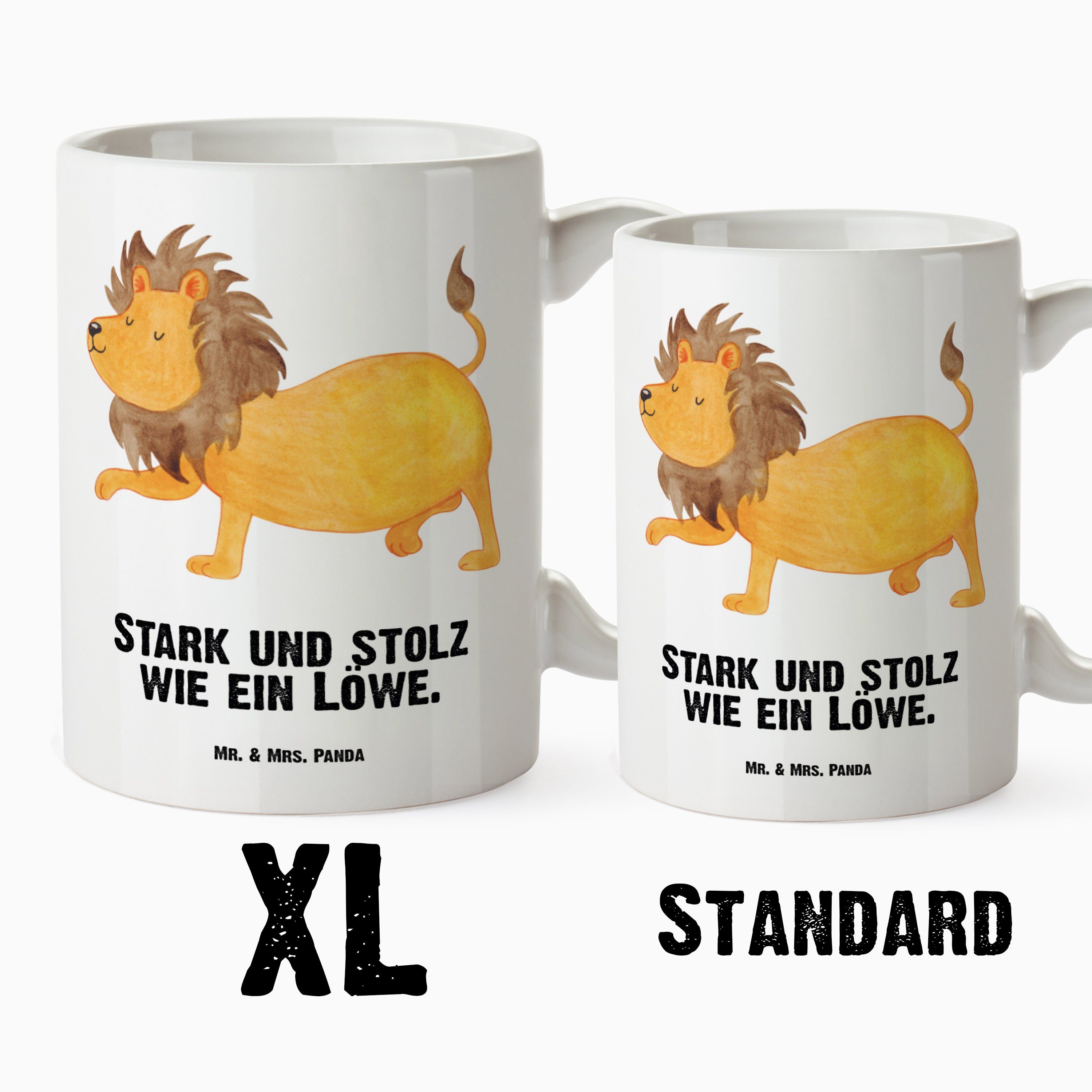 Geschenk Mrs. Grosse Tasse Aug, Geschenk, - Tasse Weiß Panda - Keramik XL & Sternzeichen Kaffeetasse, Mr. Löwe