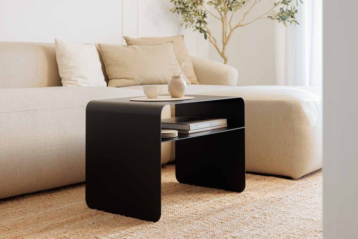 Metallbude Beistelltisch COSMO, 2in1 - Design Couchtisch ohne Montage, rutschfest, kratzfest