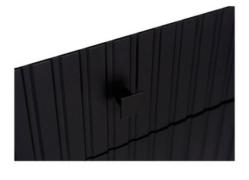 Küchen-Preisbombe Kommode Salsa 2 Lamellenoptik Anbauwand Wohnwand Sideboard MDF Schwarz Artisan